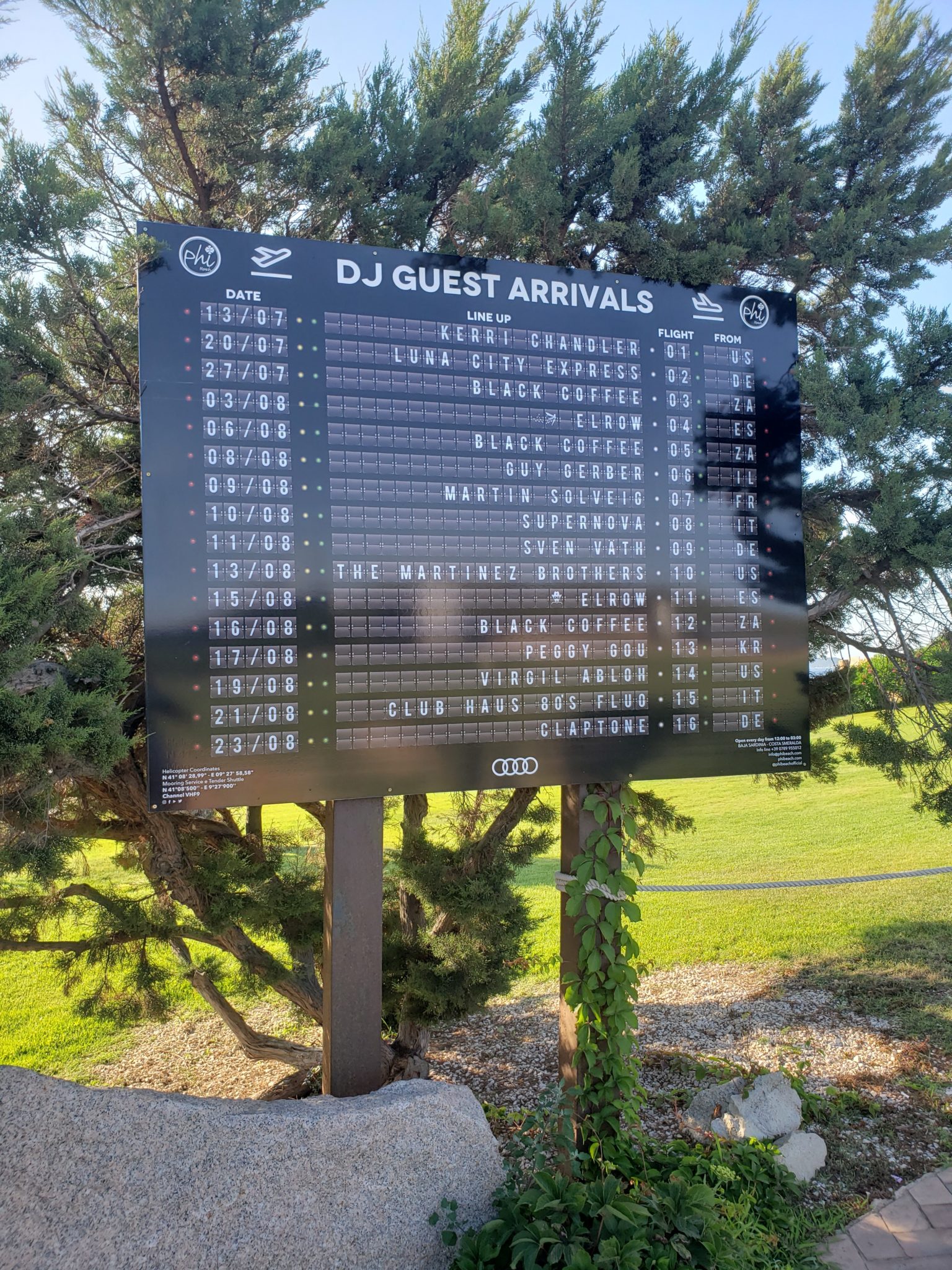 a sign with a number of flights