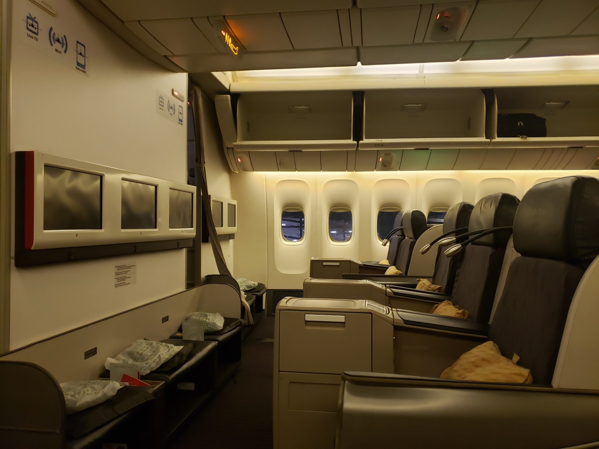 an airplane with seats and windows