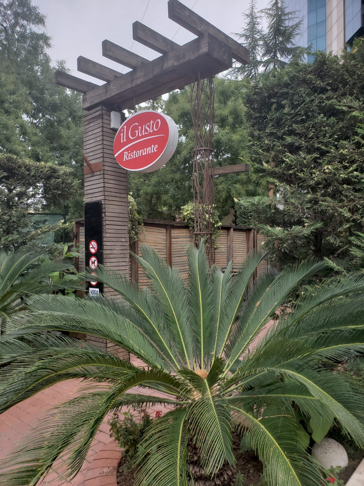 a sign with a red circle on it