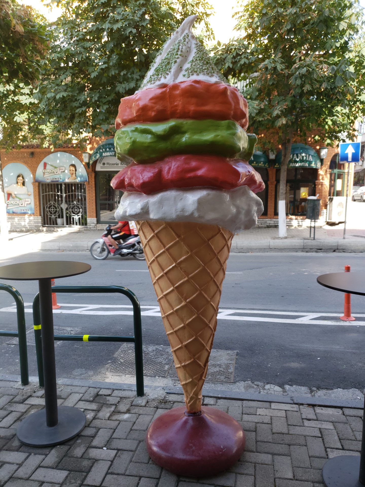 a large ice cream cone statue
