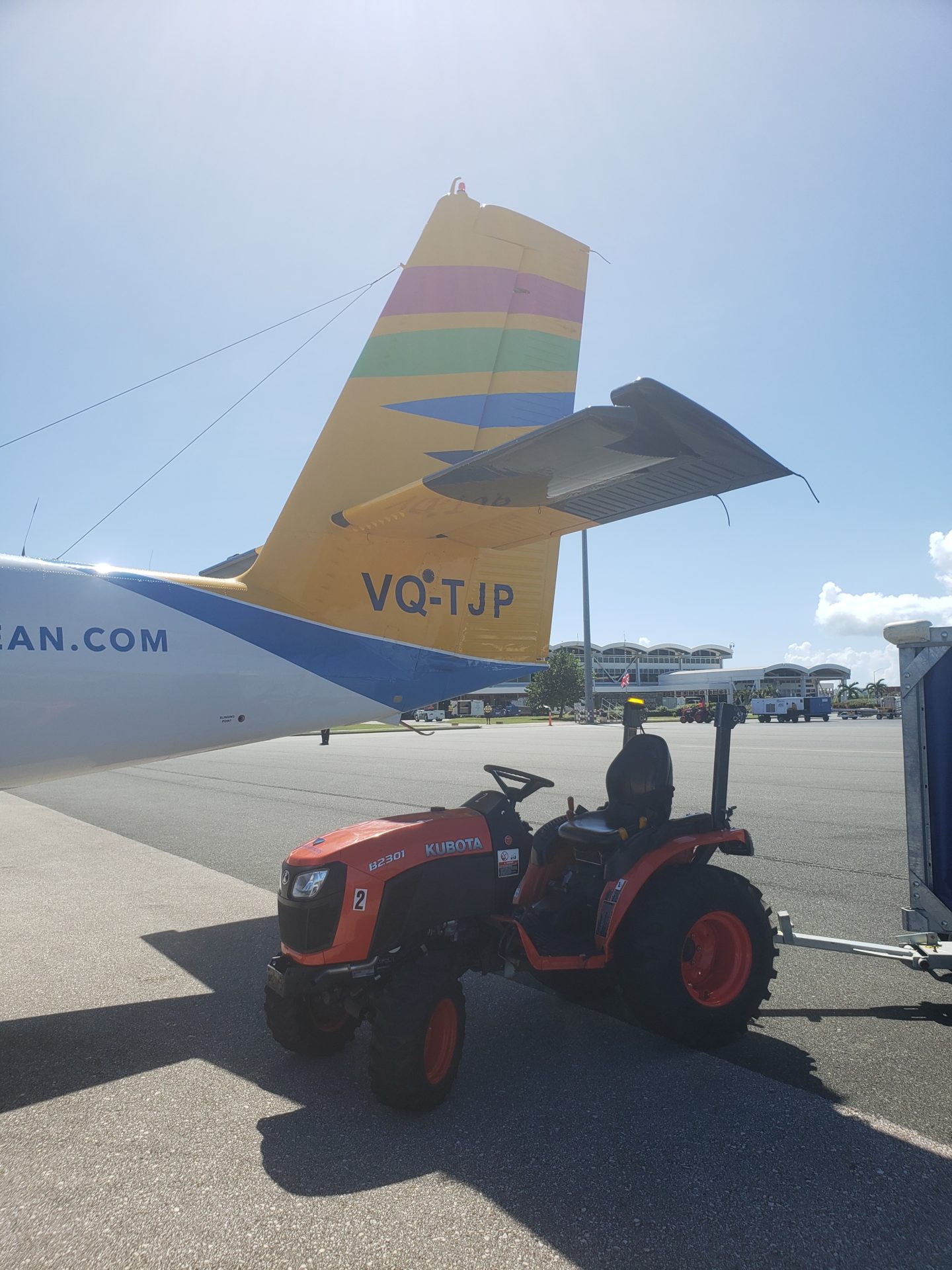 a tractor on a runway