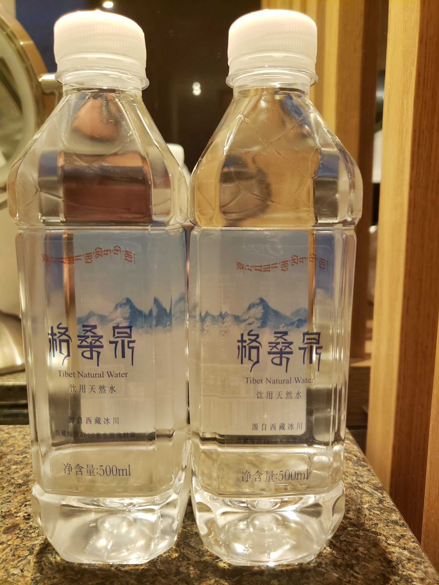 two plastic bottles of water