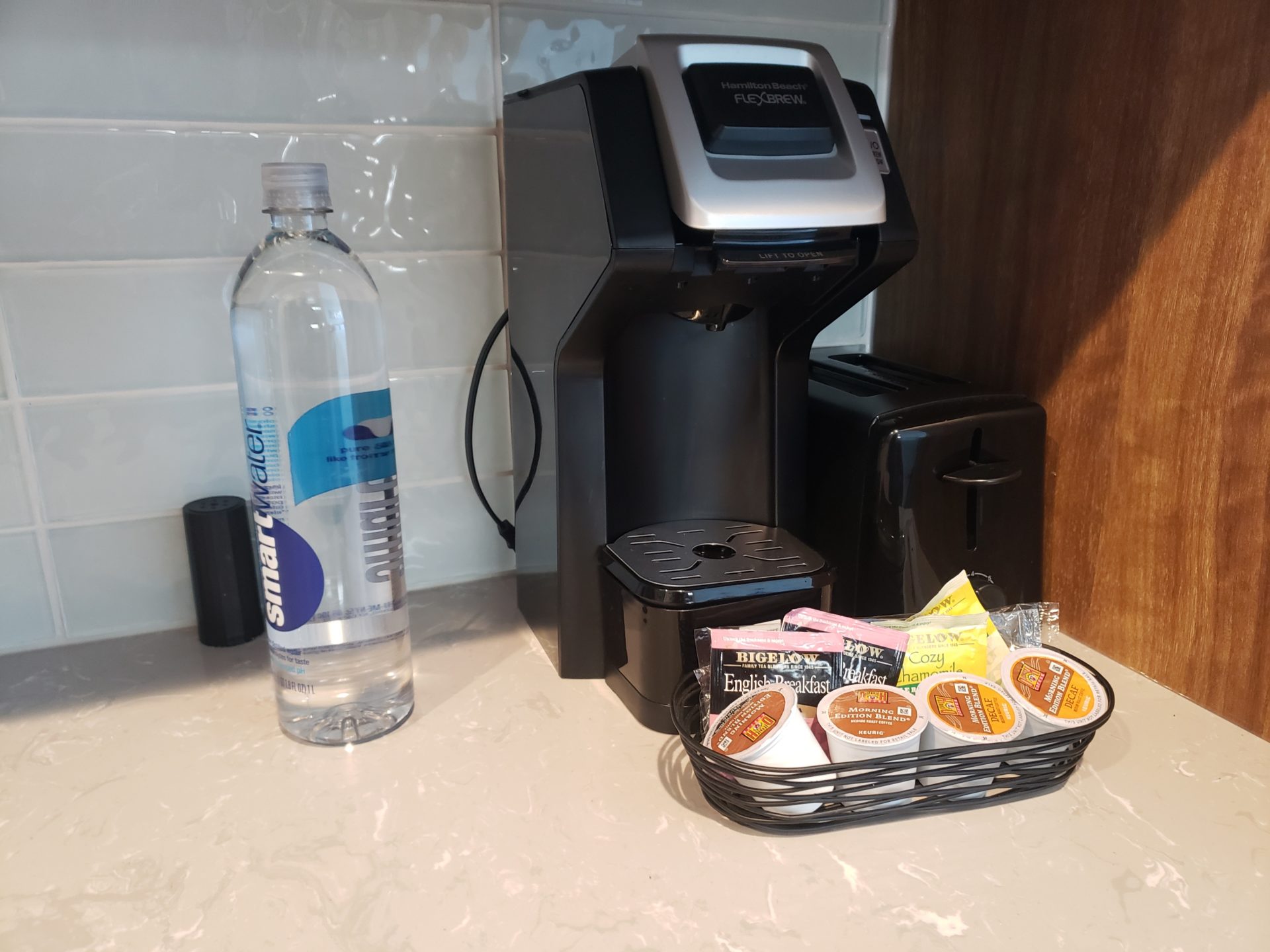 a coffee machine and a basket of coffee