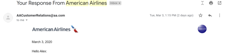 Thank You American Airlines: Coronavirus Waiver