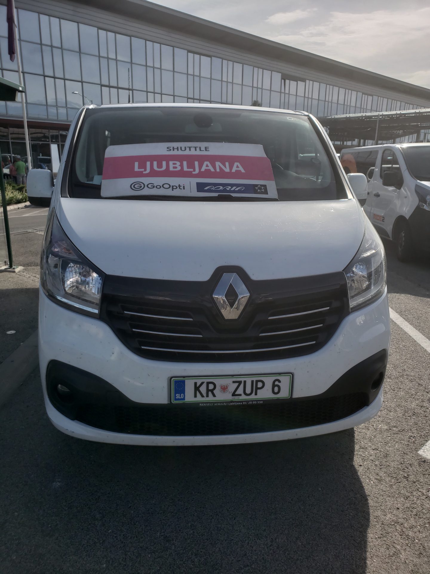 a white van with a sign on the front