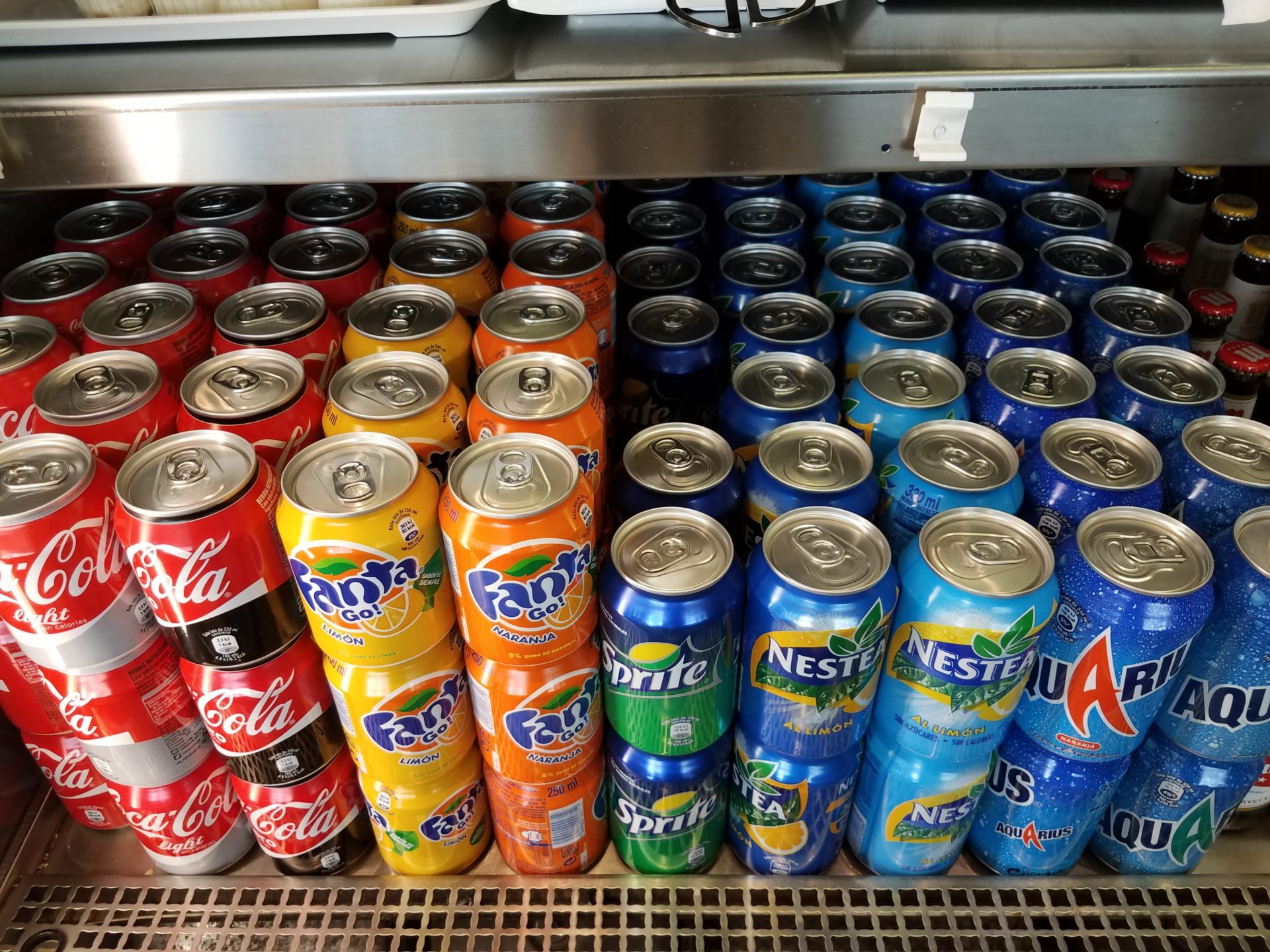 a group of cans of soda