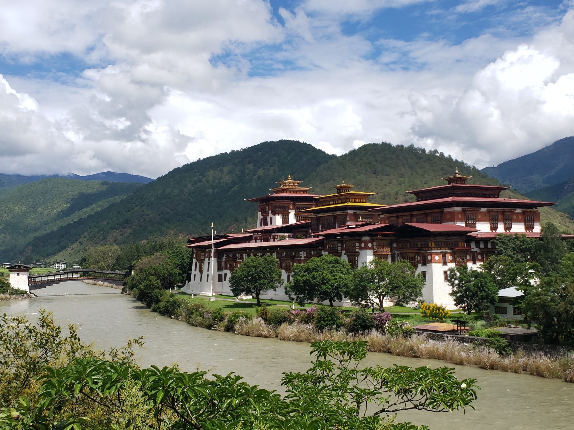 Punakha Dzong next to a river