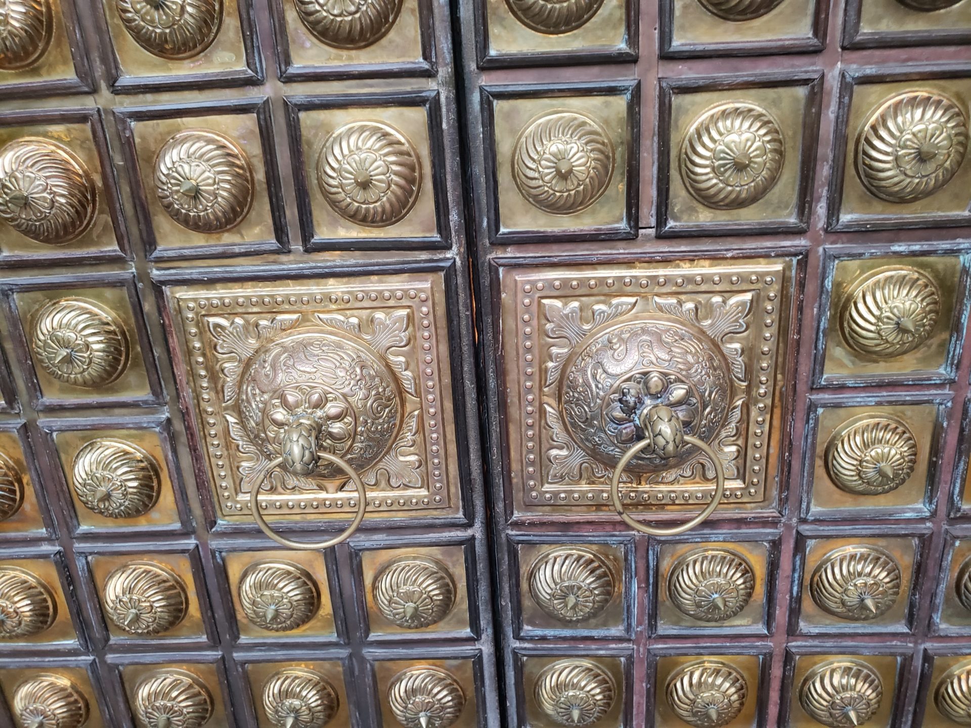 a close up of a door