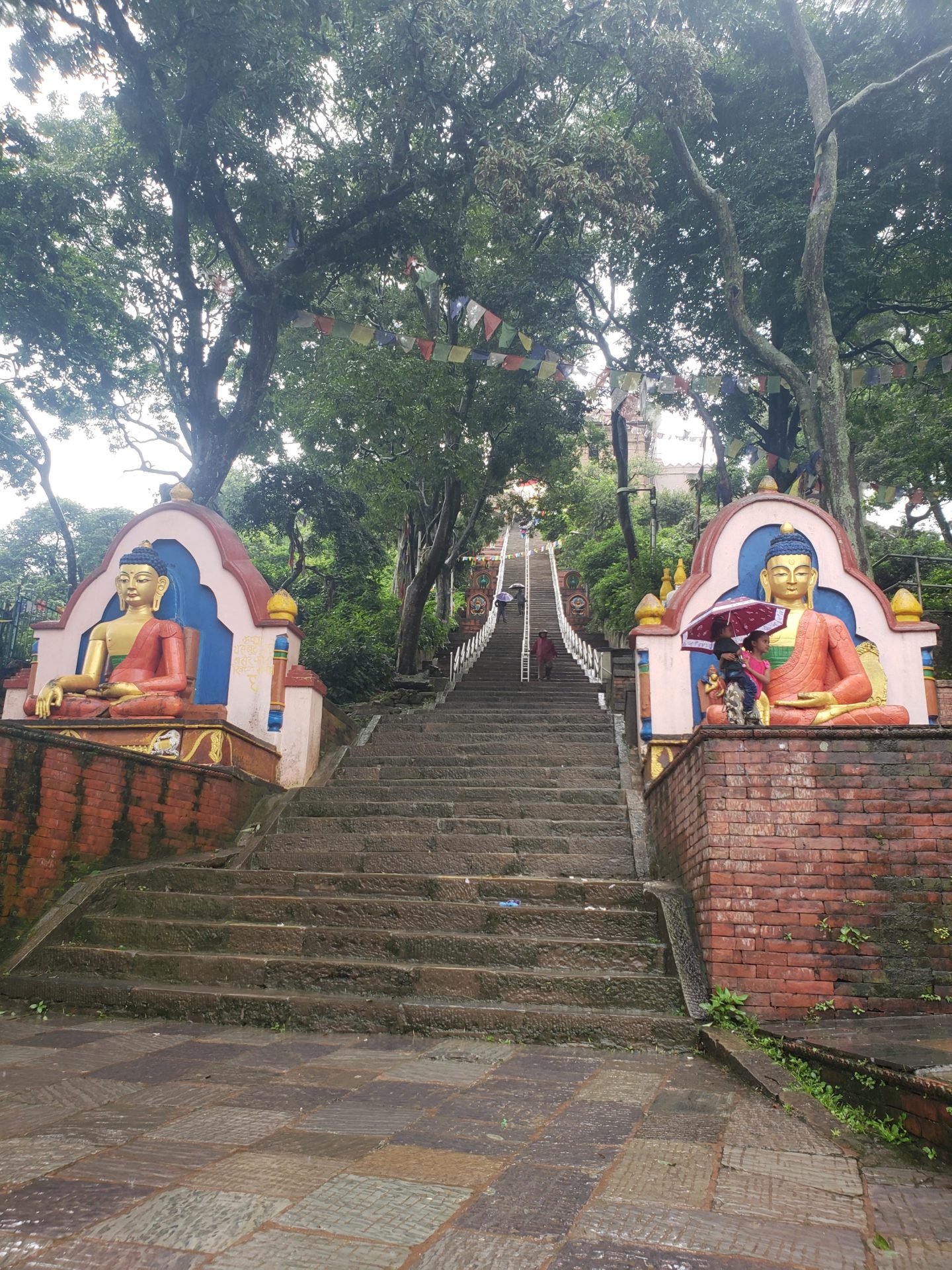 a stairs leading up to a temple