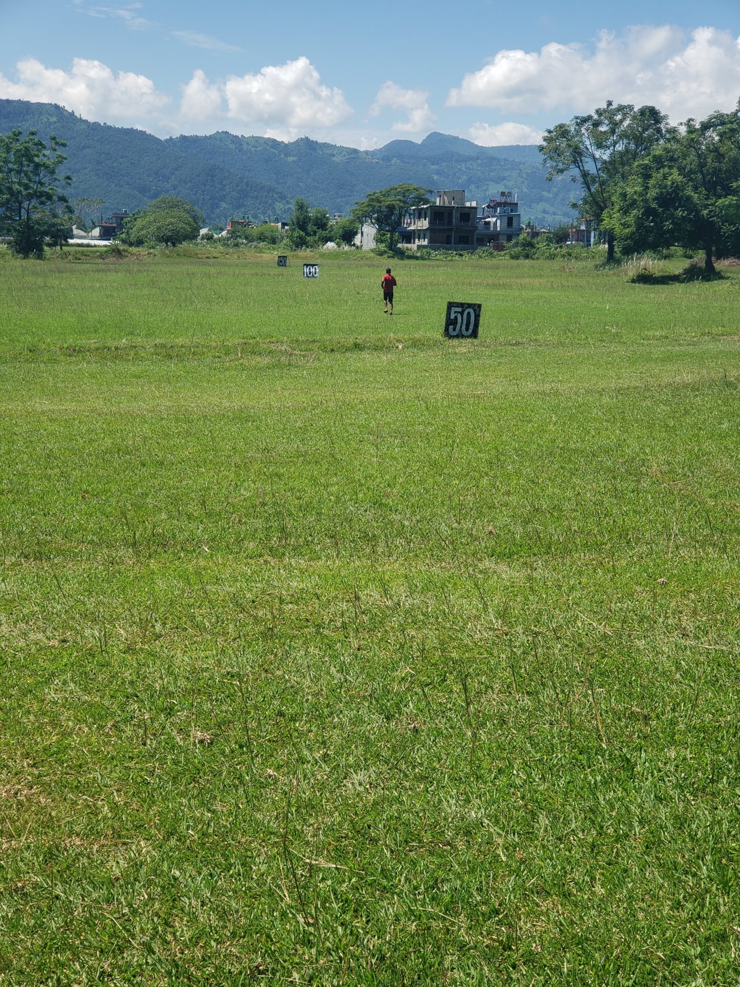 a person running on a field