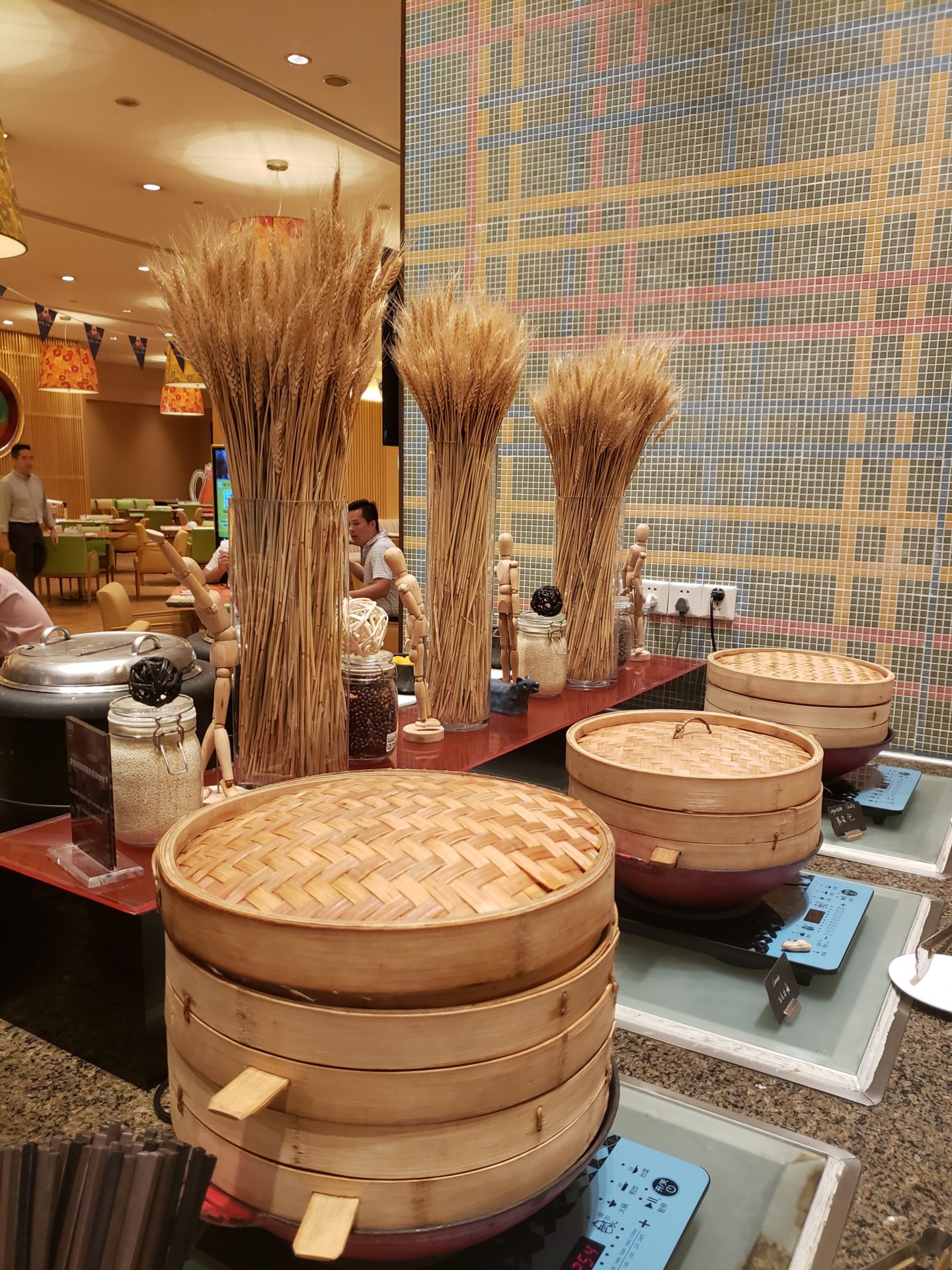 a group of baskets of wheat
