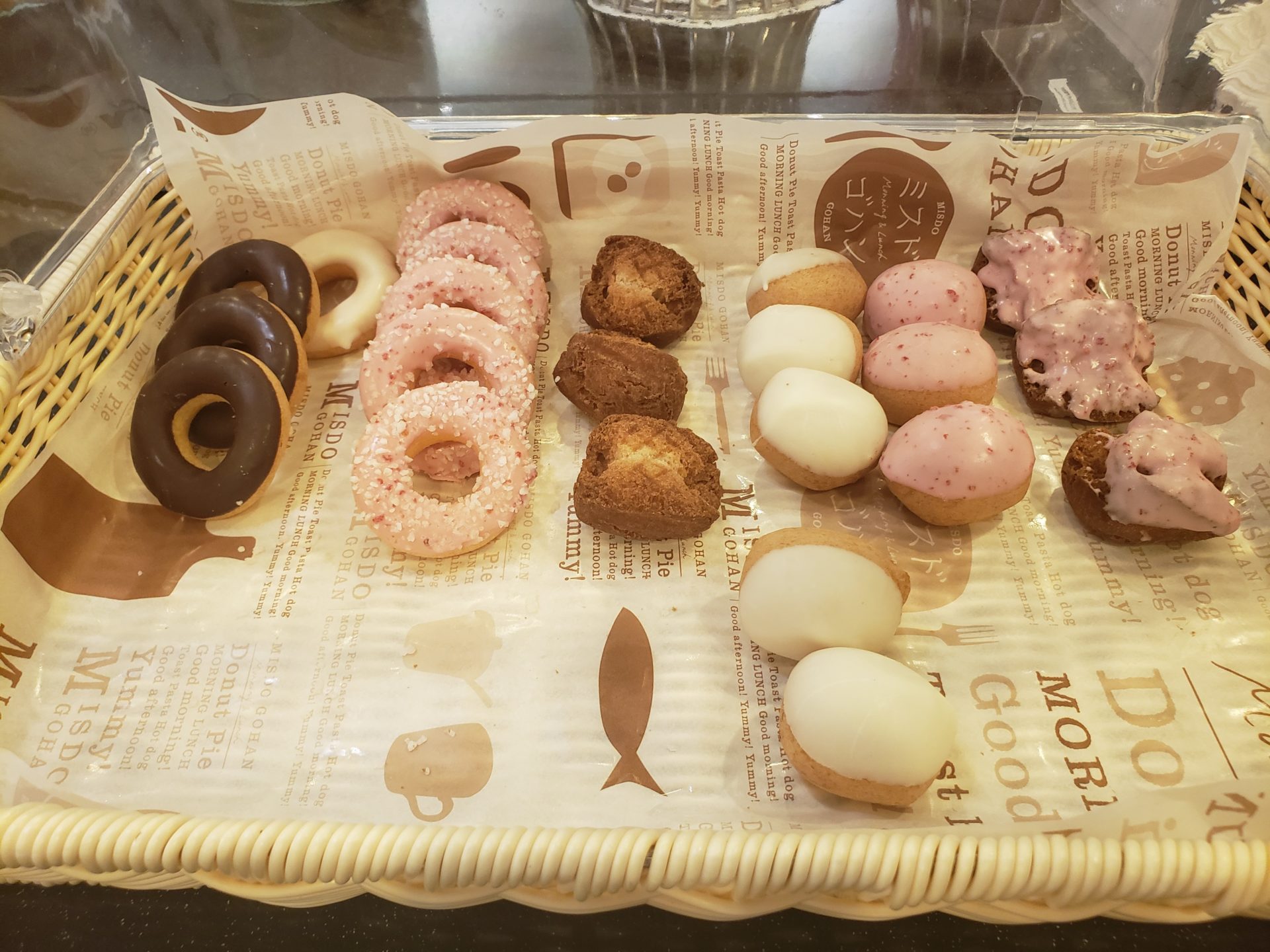 a basket of pastries and donuts