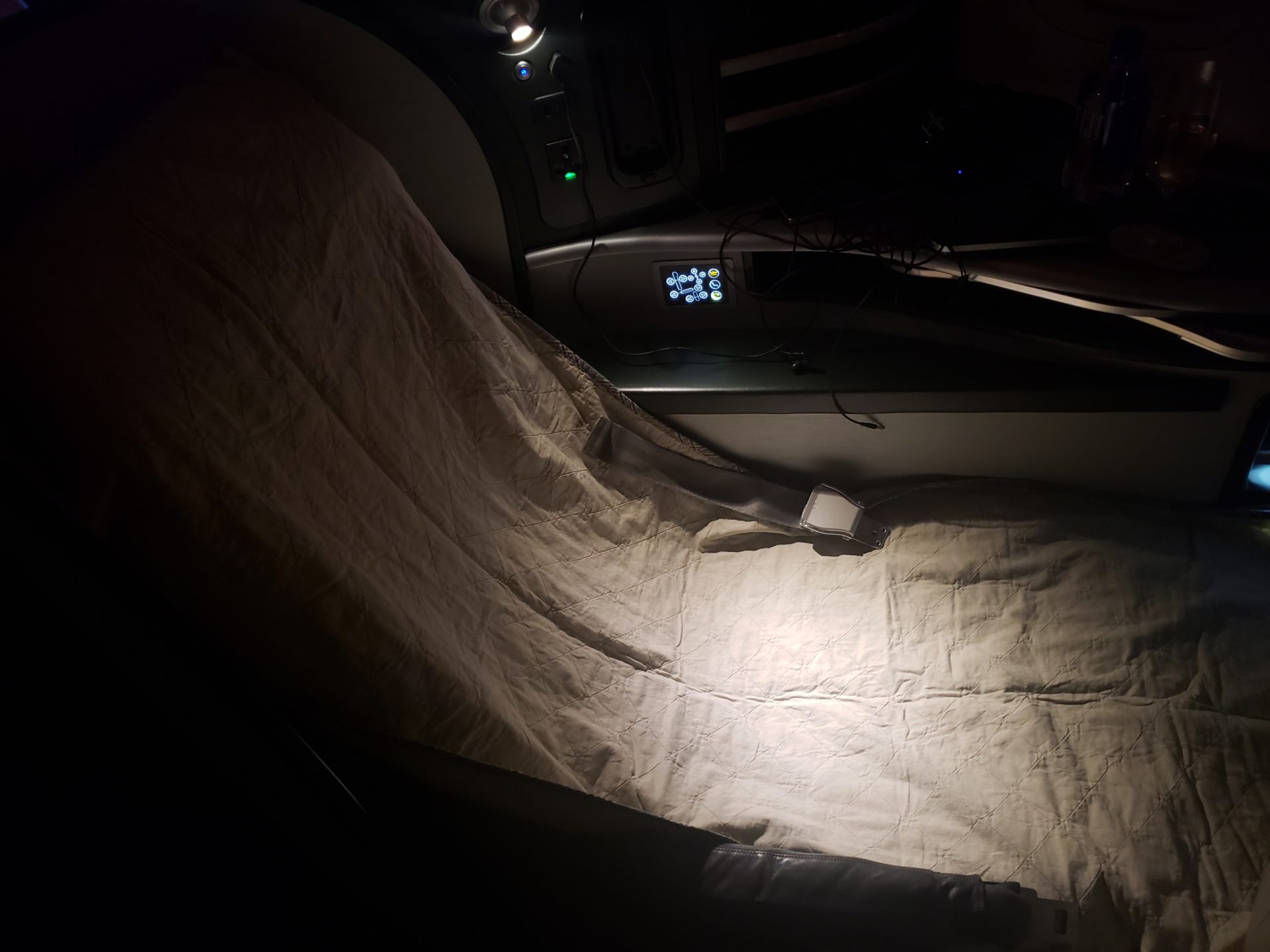 a blanket in a car