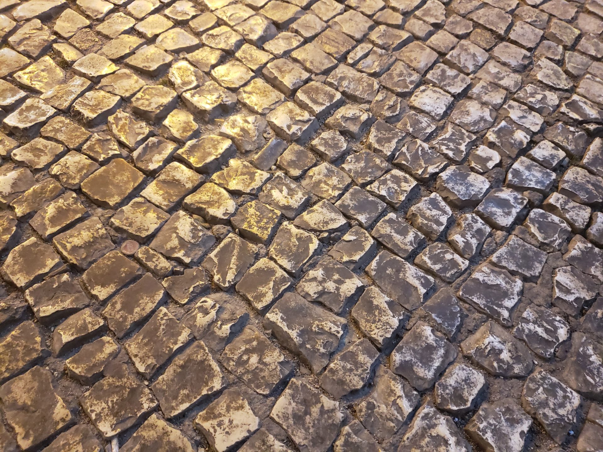 a close up of a stone road