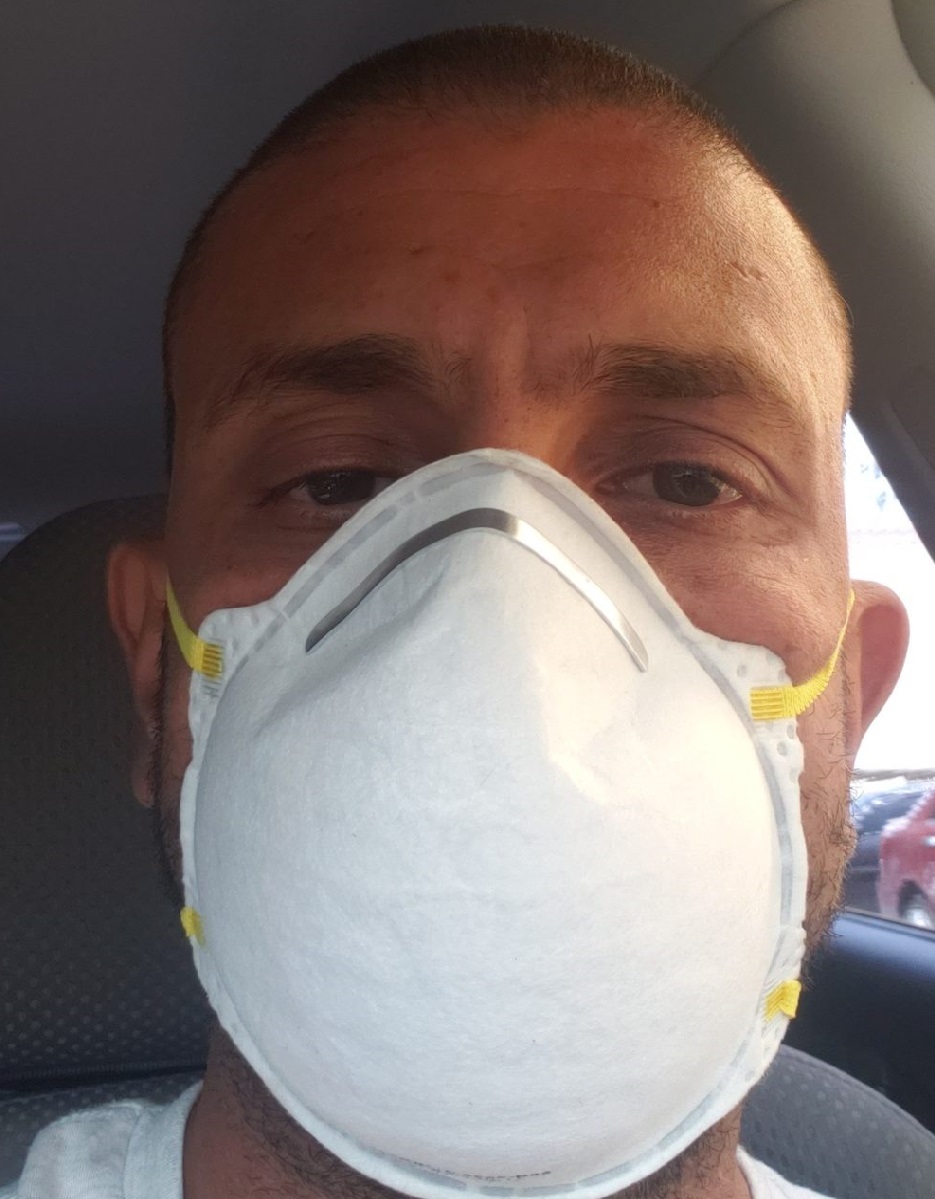 a man wearing a face mask