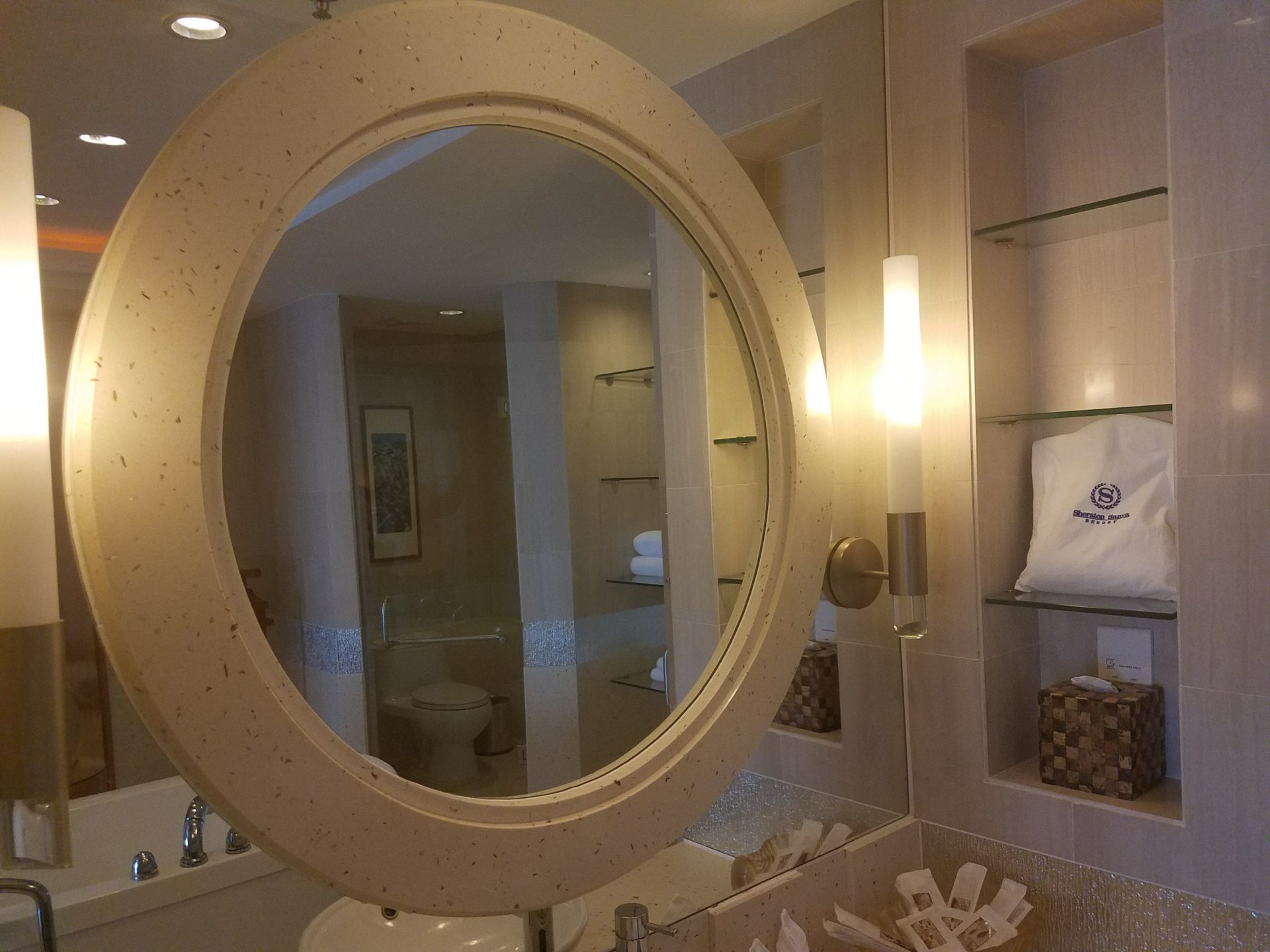 a mirror in a bathroom