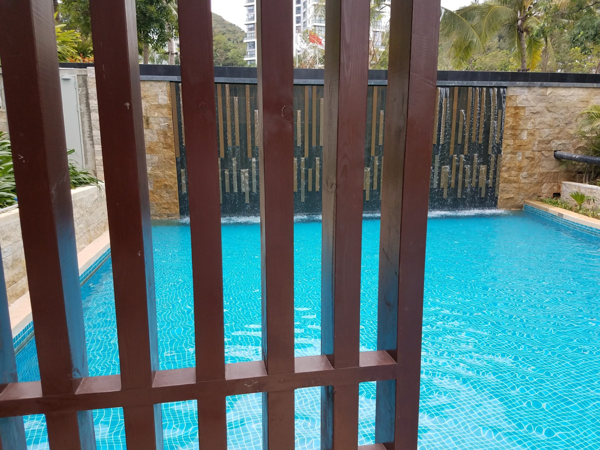 a pool with a fence