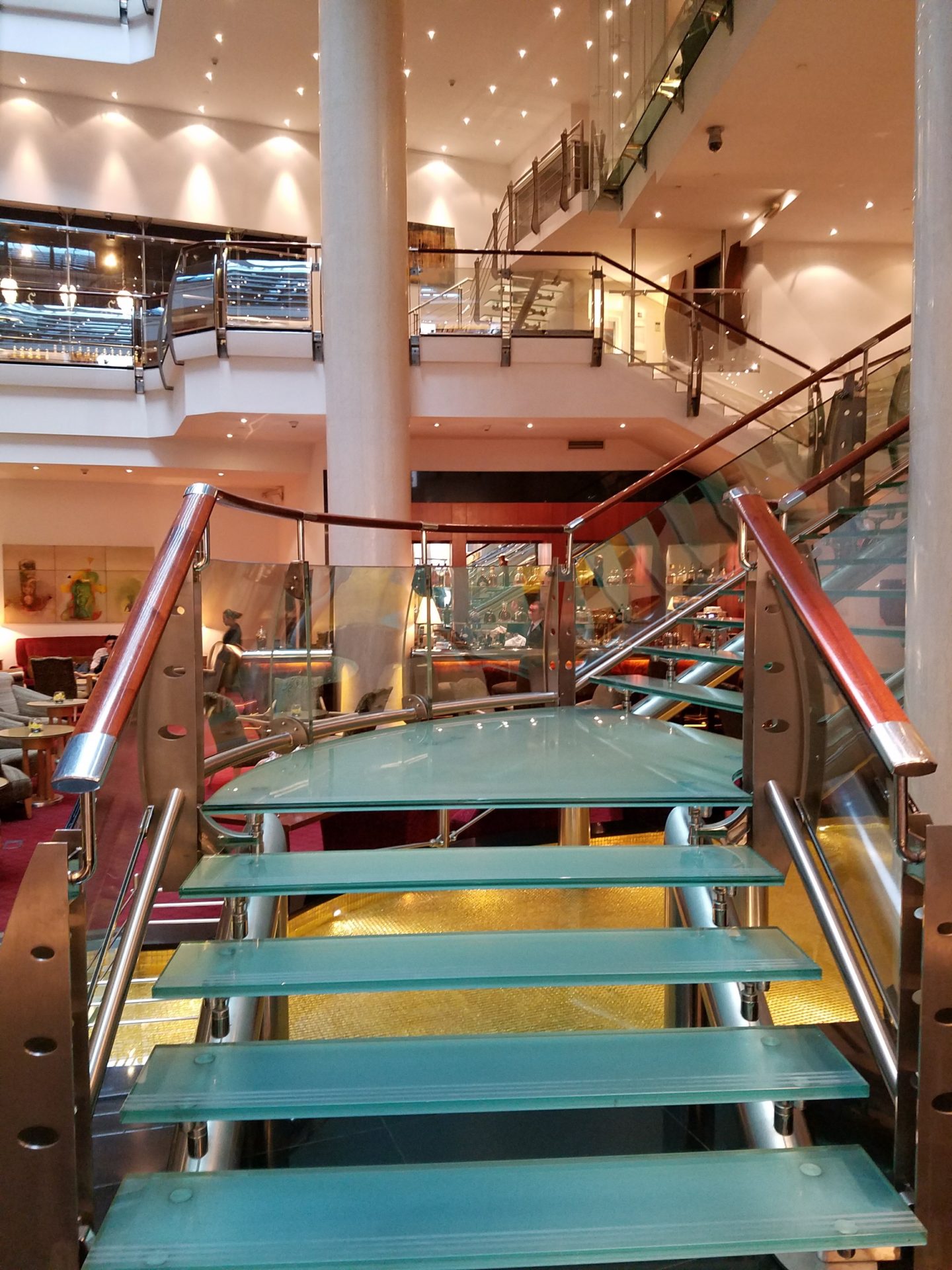 a glass stairs in a building
