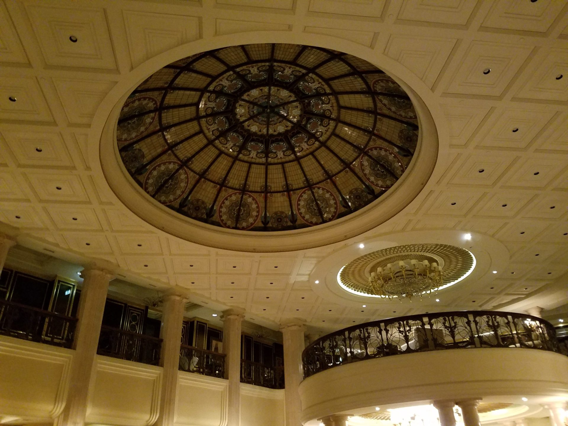 a ceiling with a glass dome