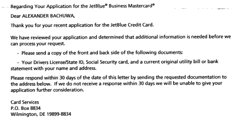 JetBlue Business Card App: More Info Required