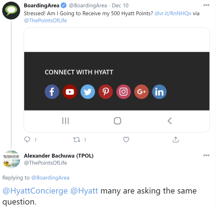 Hyatt Points Received, But I Will Still Complain