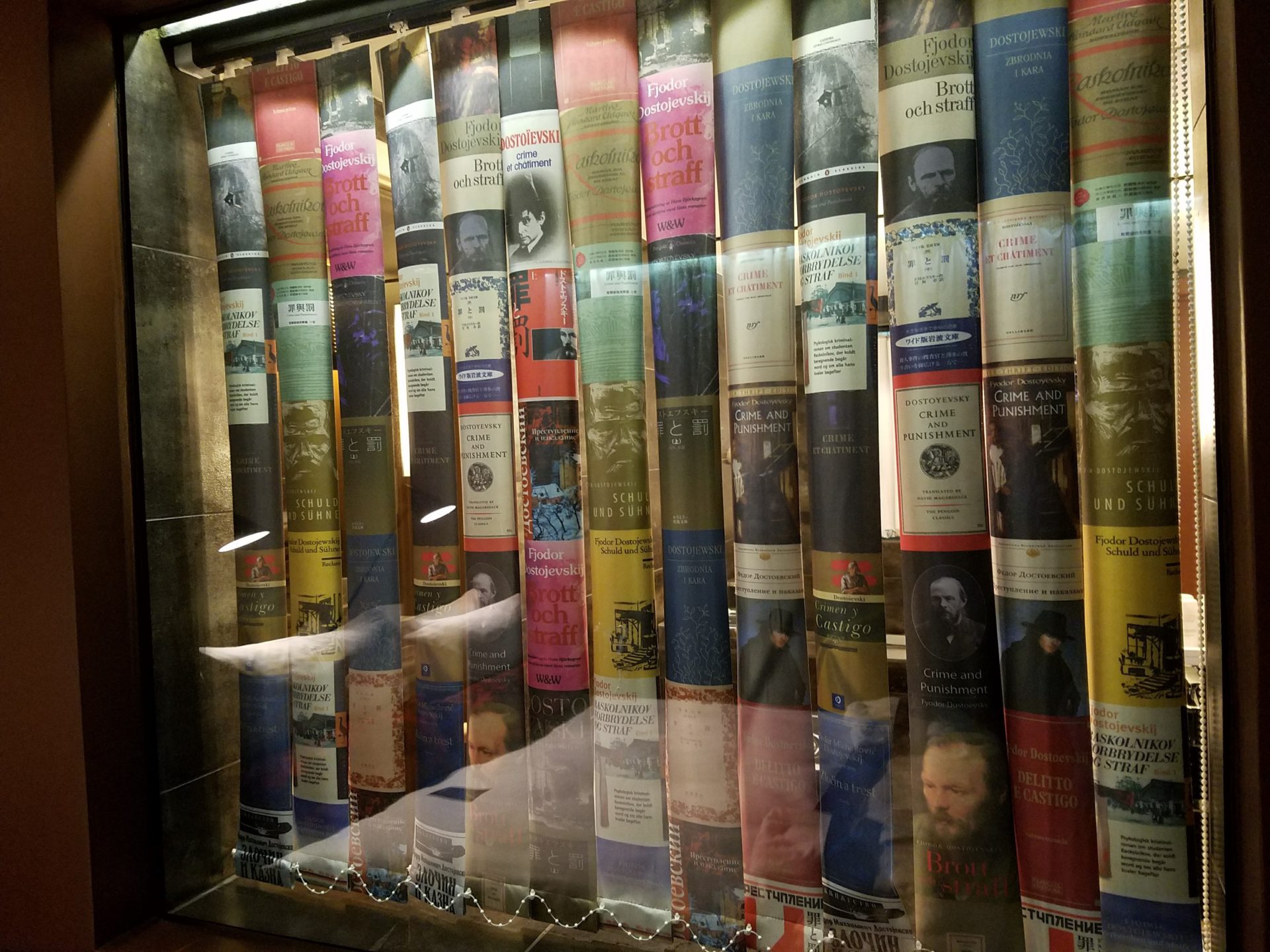 a display of books in a window