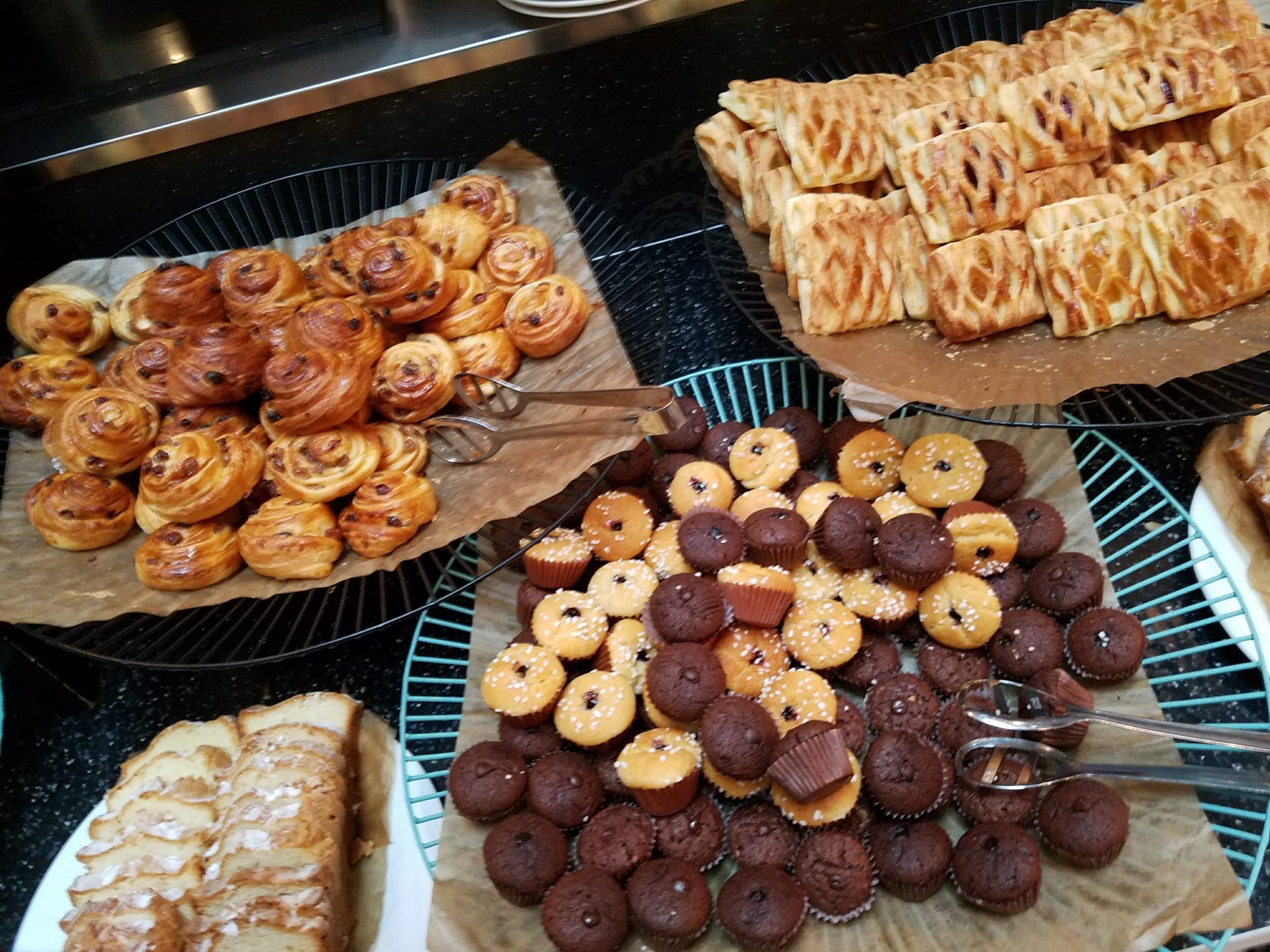 a group of pastries on a tray