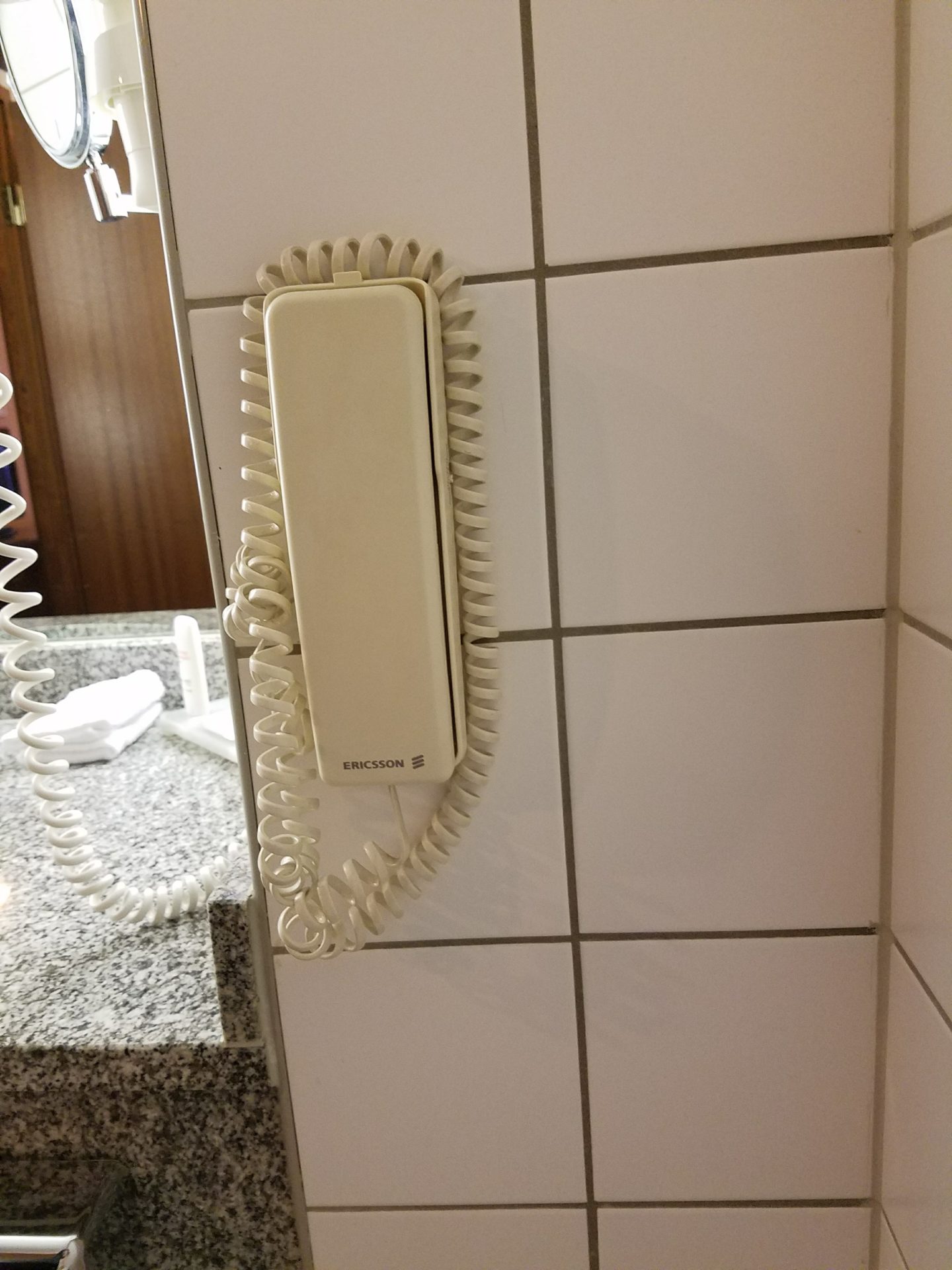 a telephone on the wall