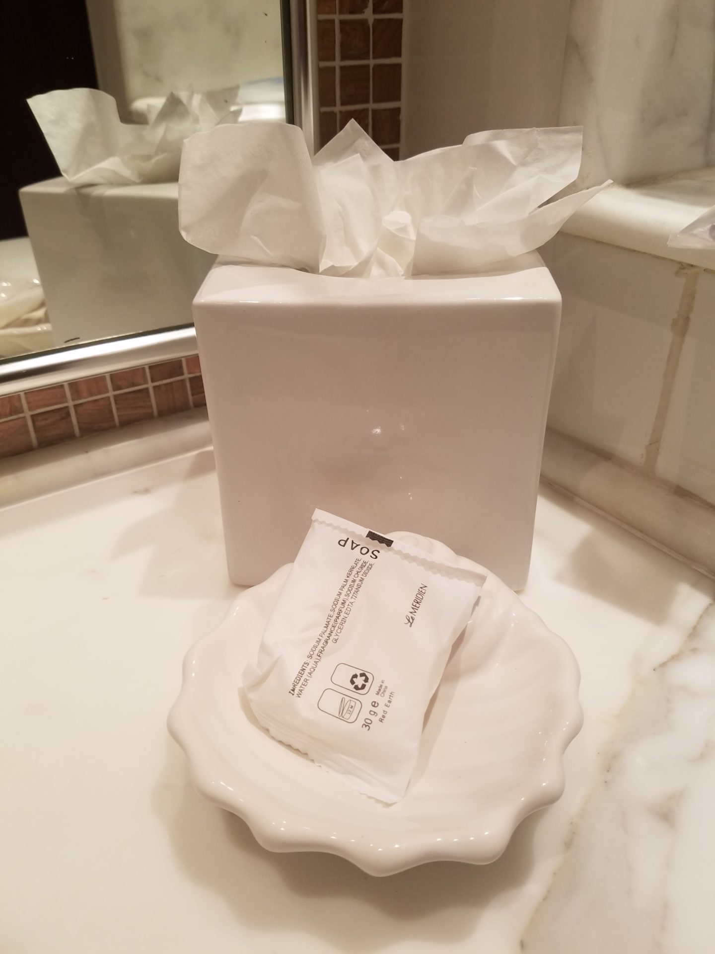 a tissue box on a counter