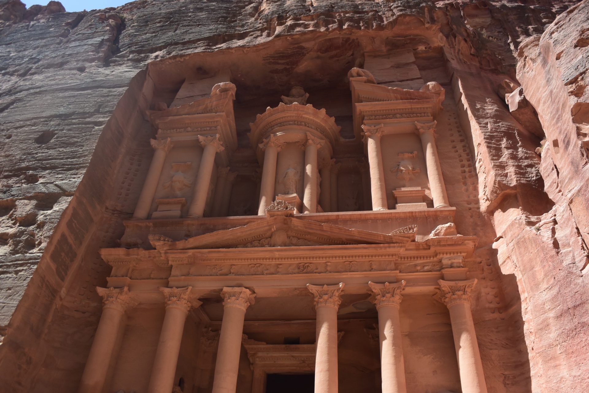 Petra with pillars in a rock