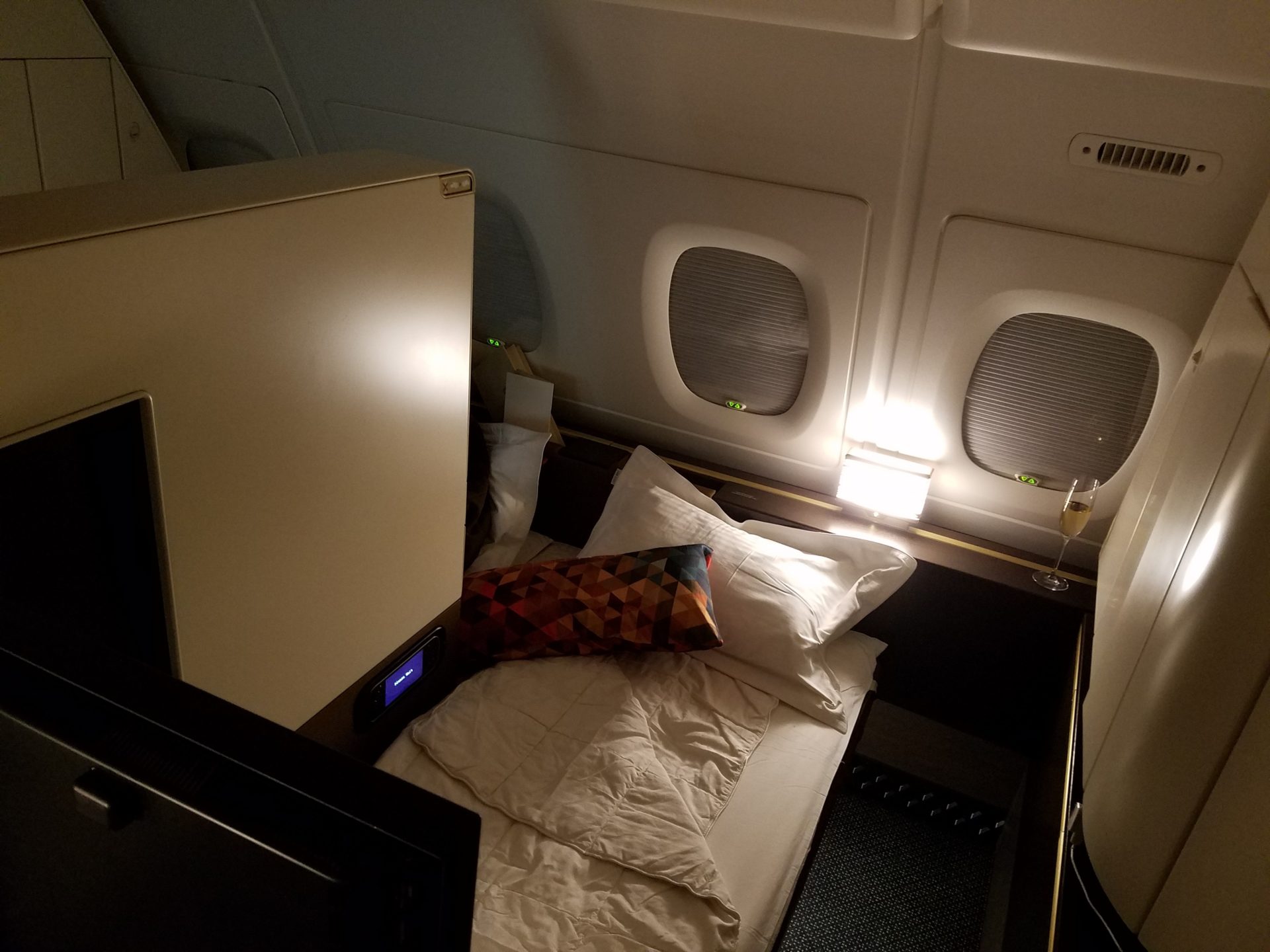 a bed in an airplane