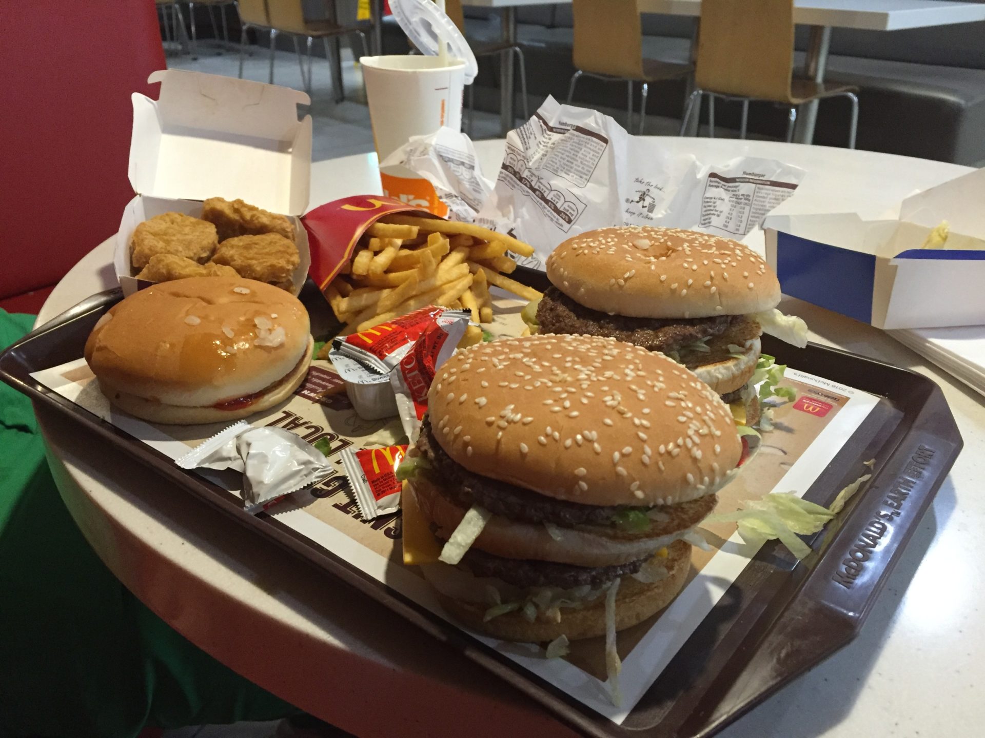 a tray of fast food