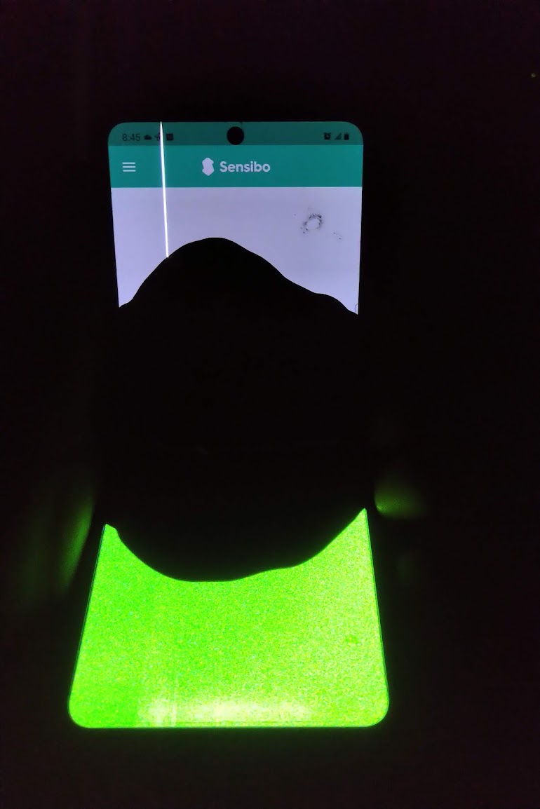 a cellphone with a green screen