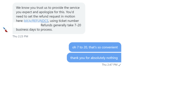 AA Refund!…7-20 Business Days