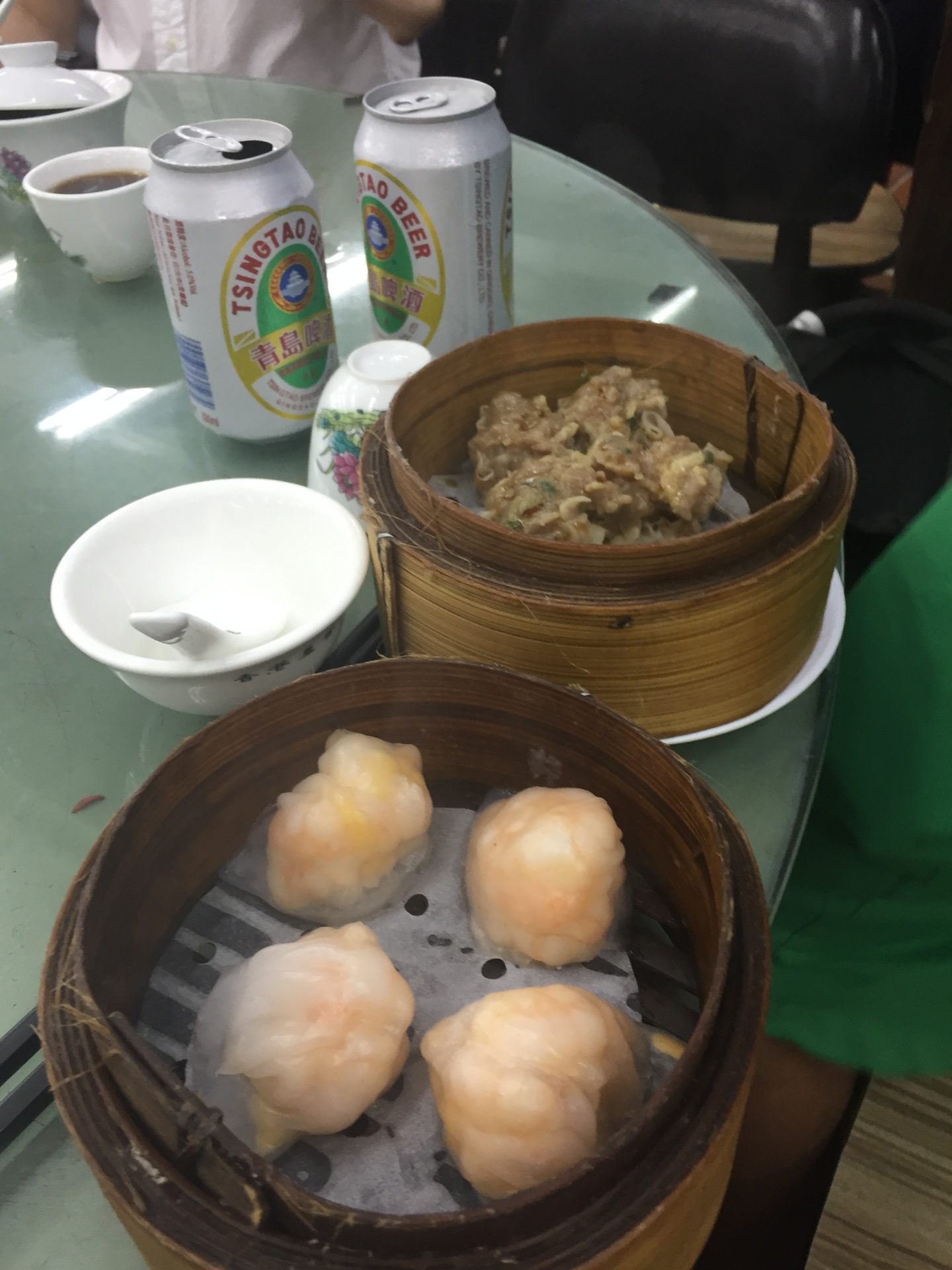 a group of dim sum on a table