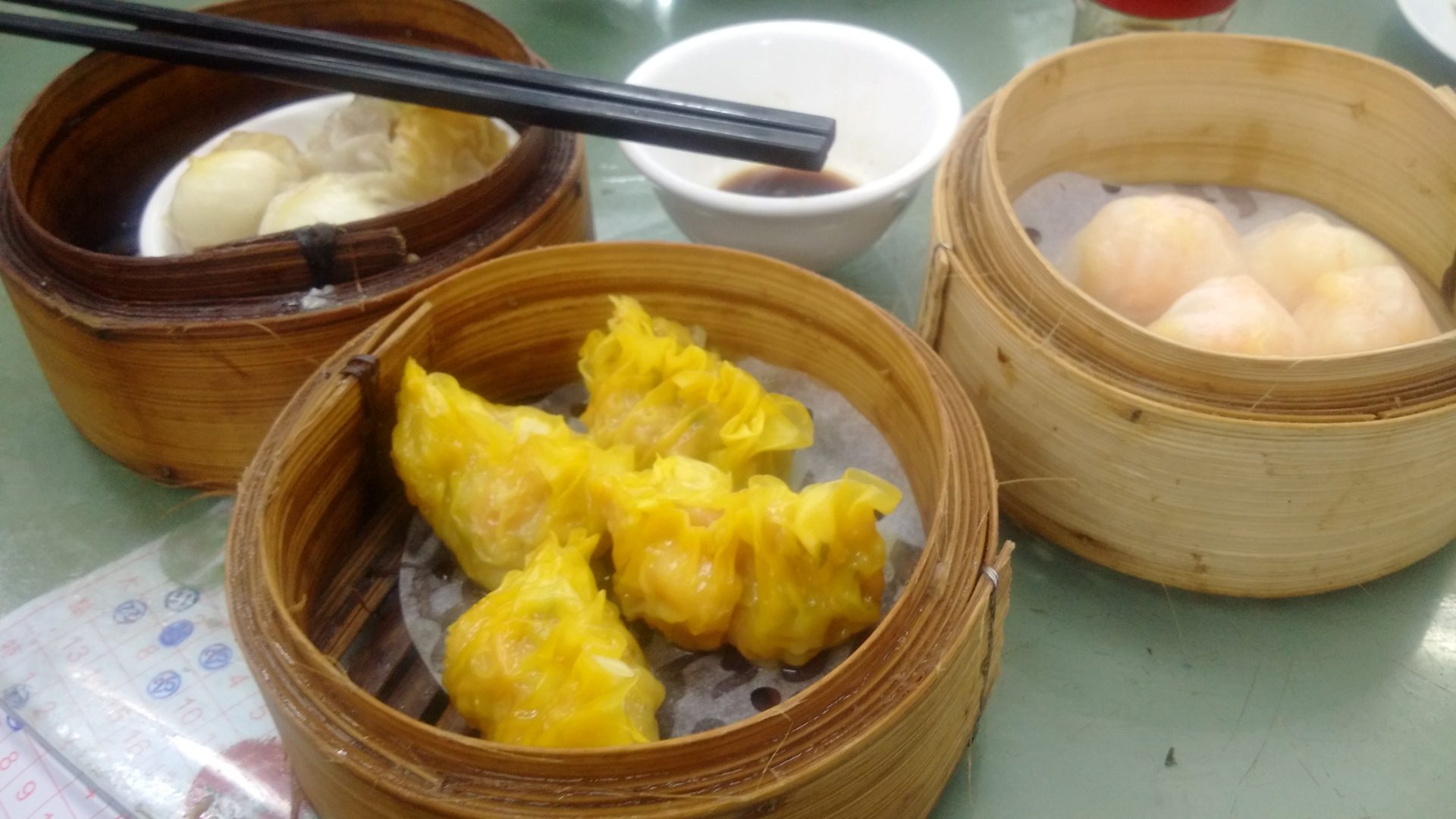 a group of dim sum baskets