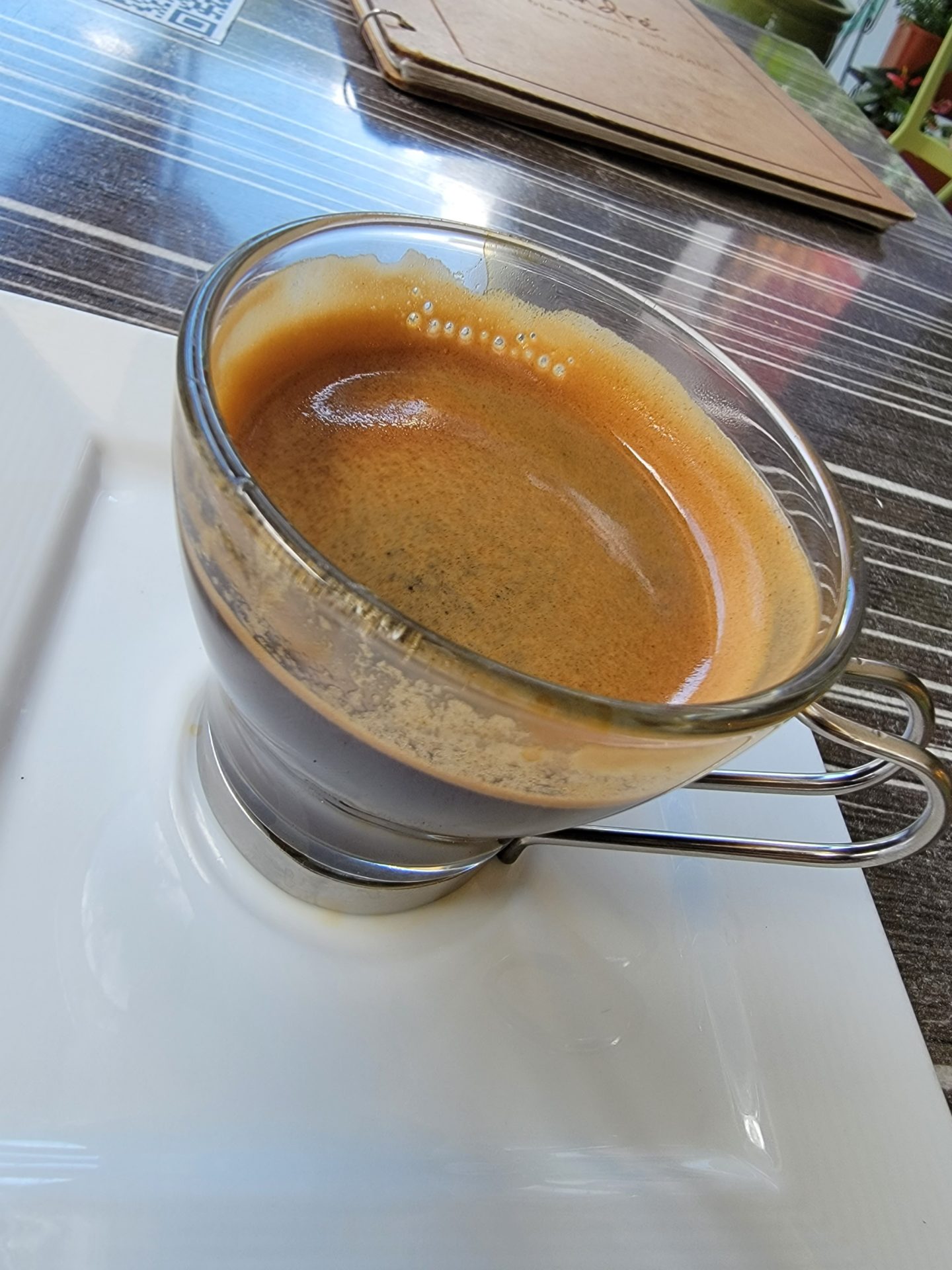 a glass cup of coffee