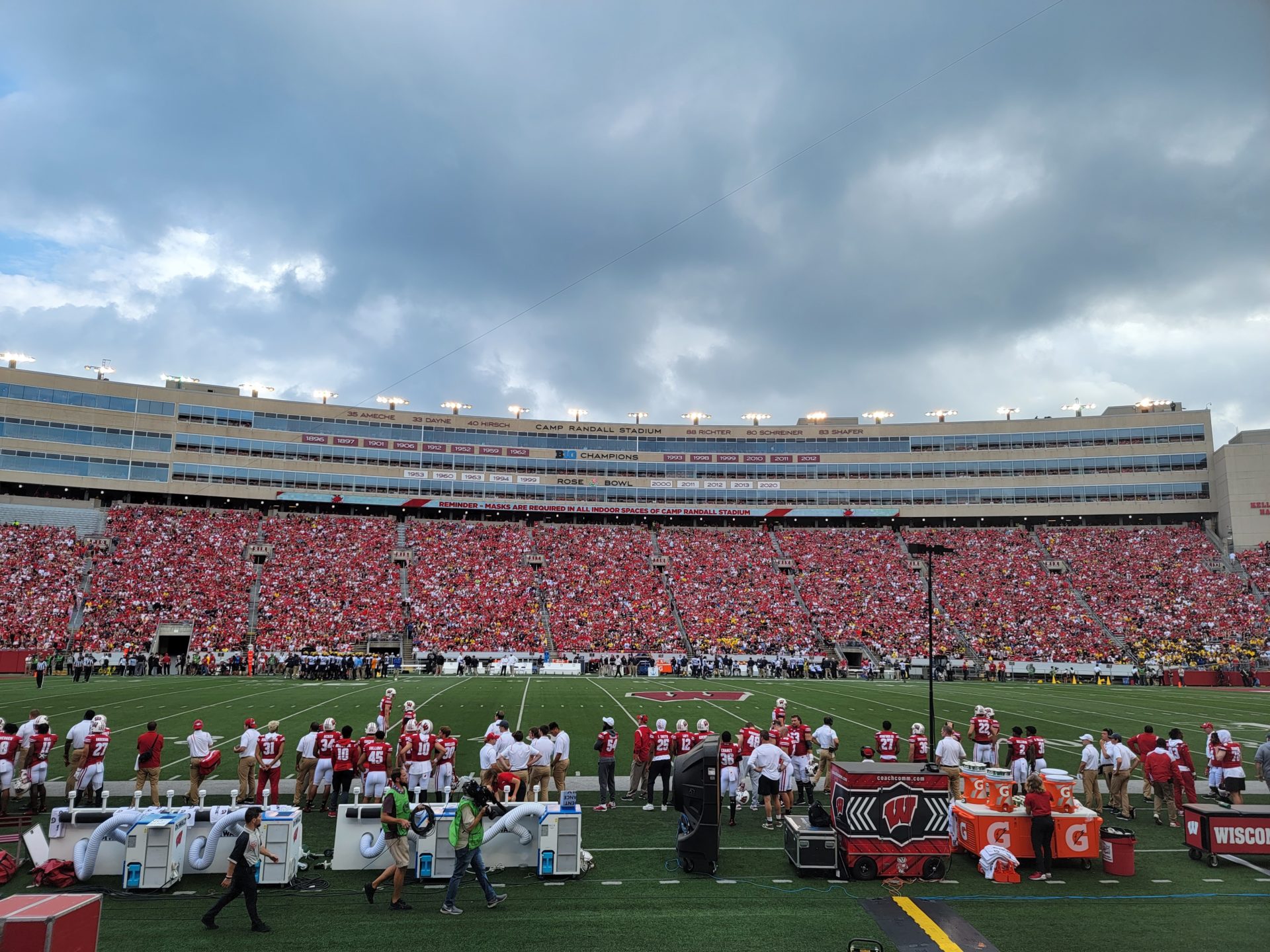 a football stadium with a crowd of people
