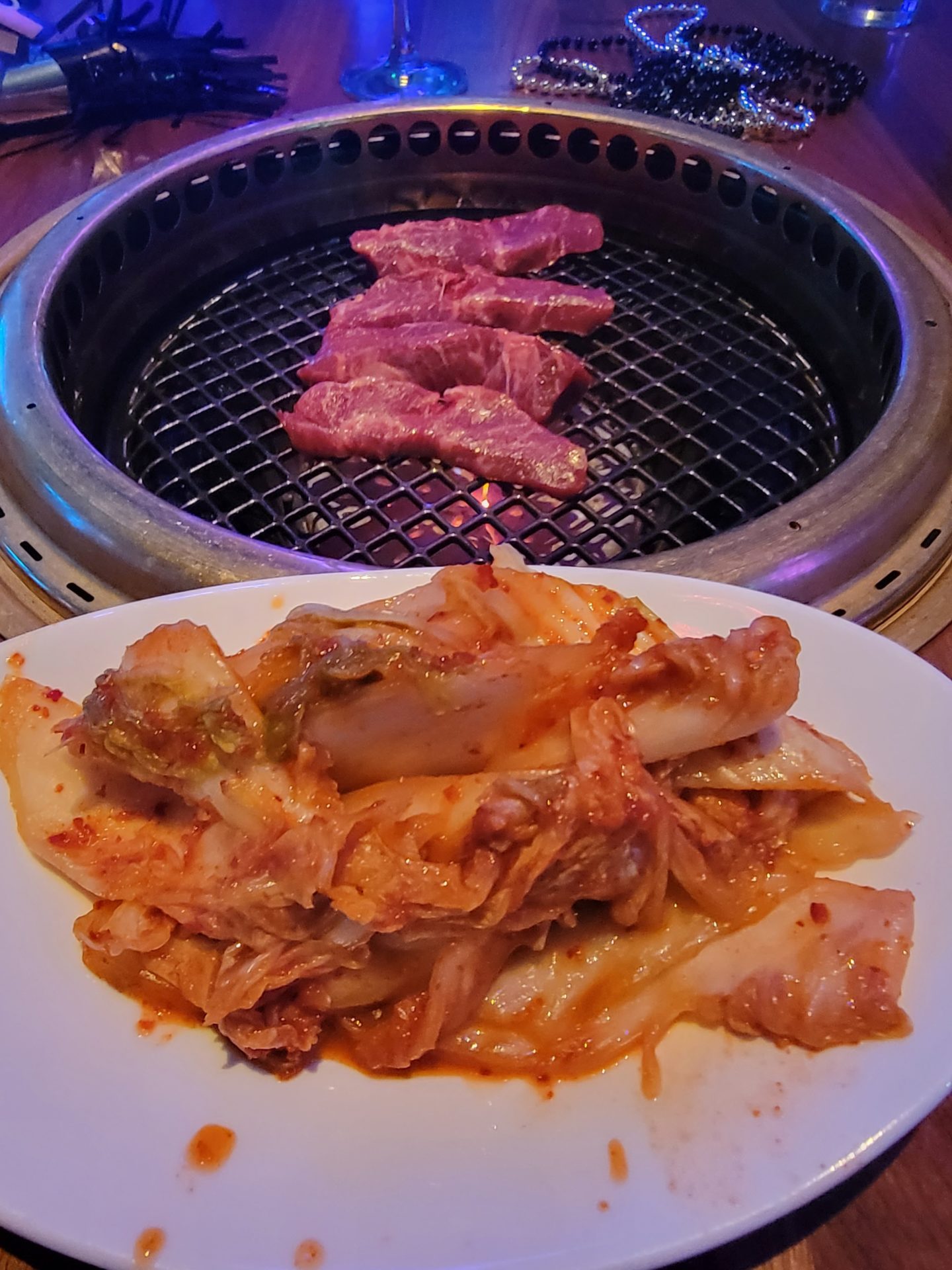 a plate of food on a grill
