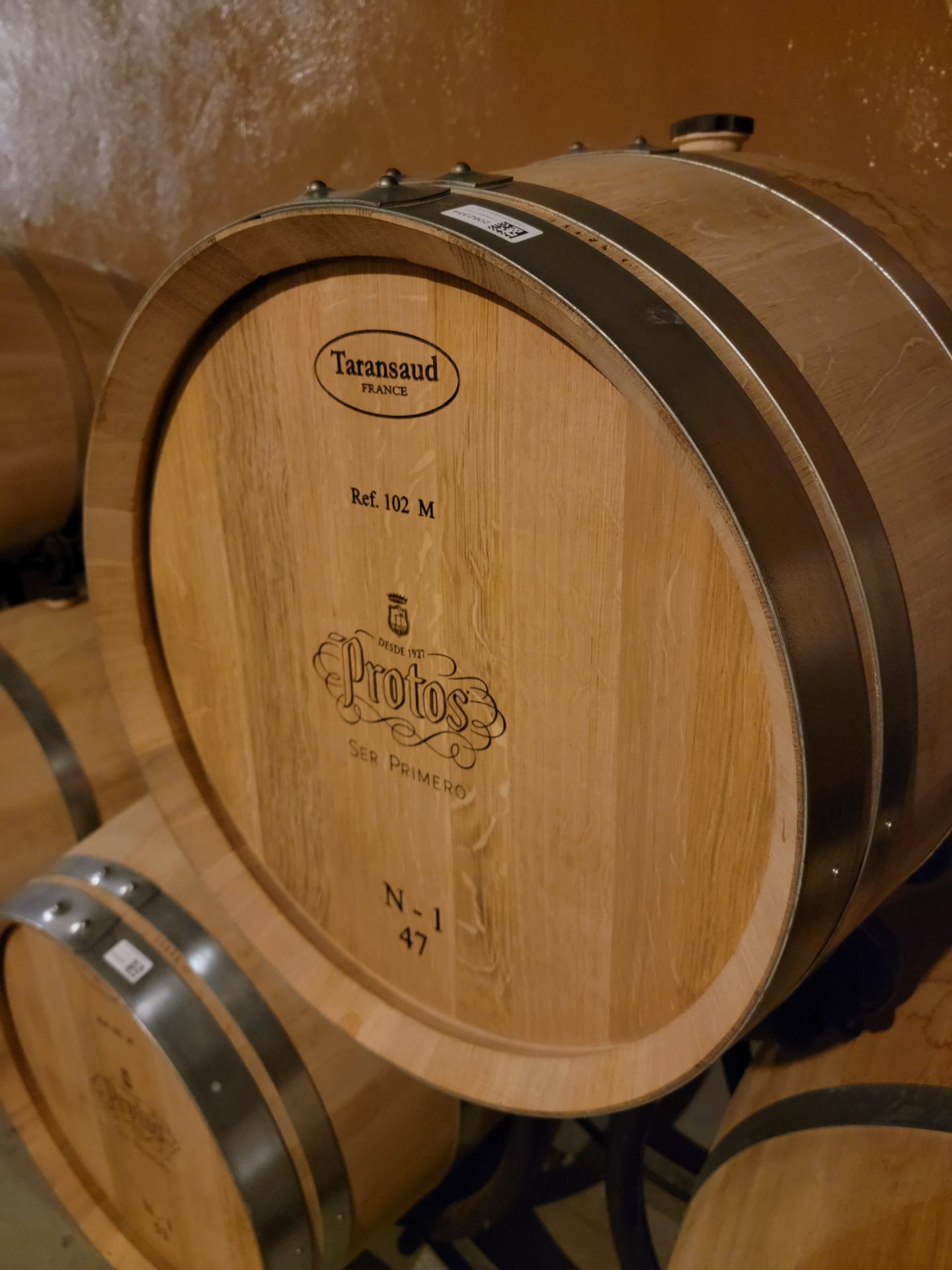 a group of wooden barrels