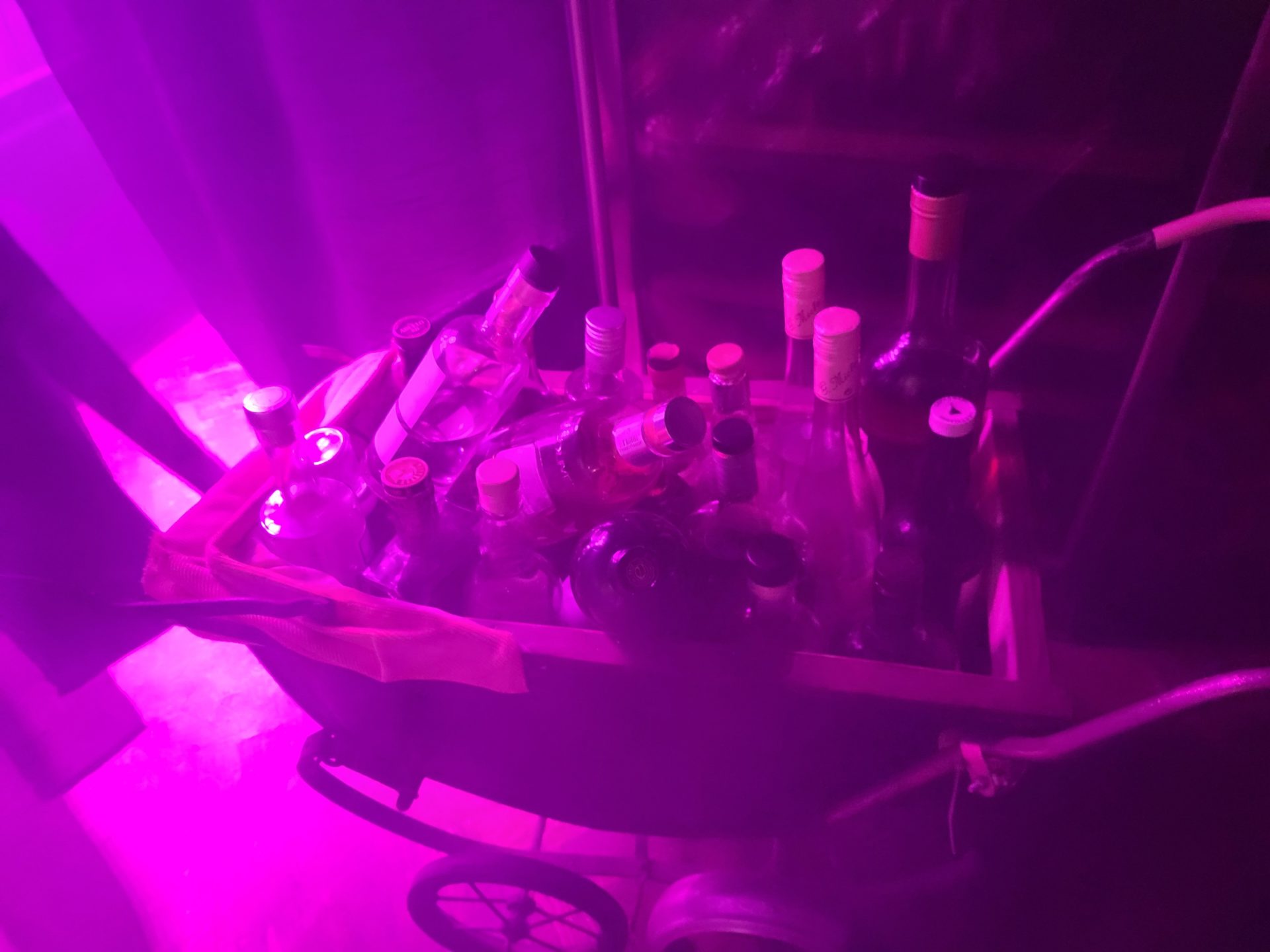 a cart full of bottles