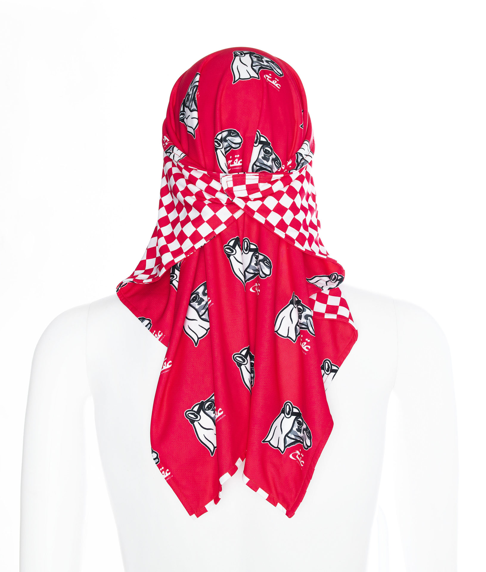 a red scarf with dogs on it
