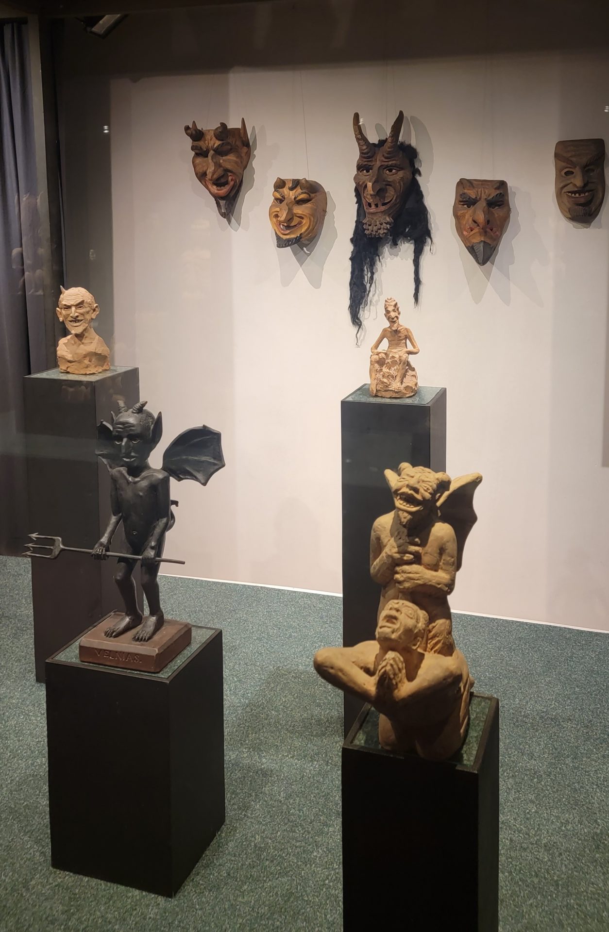 statues on display in a room