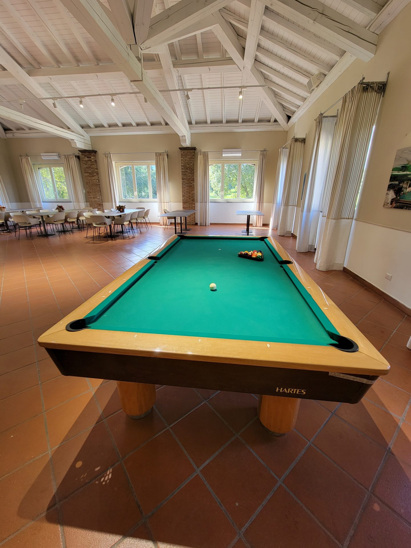 a pool table in a room