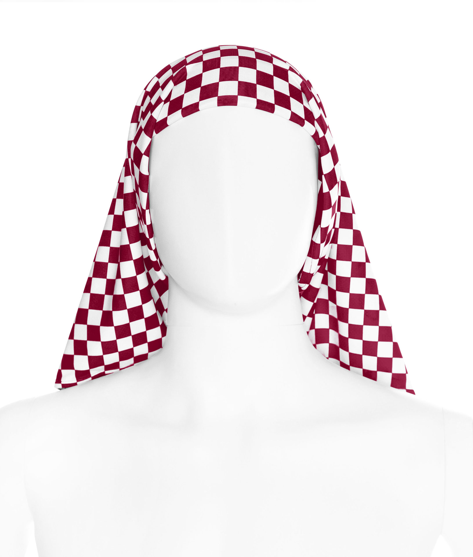 a mannequin with a head covering