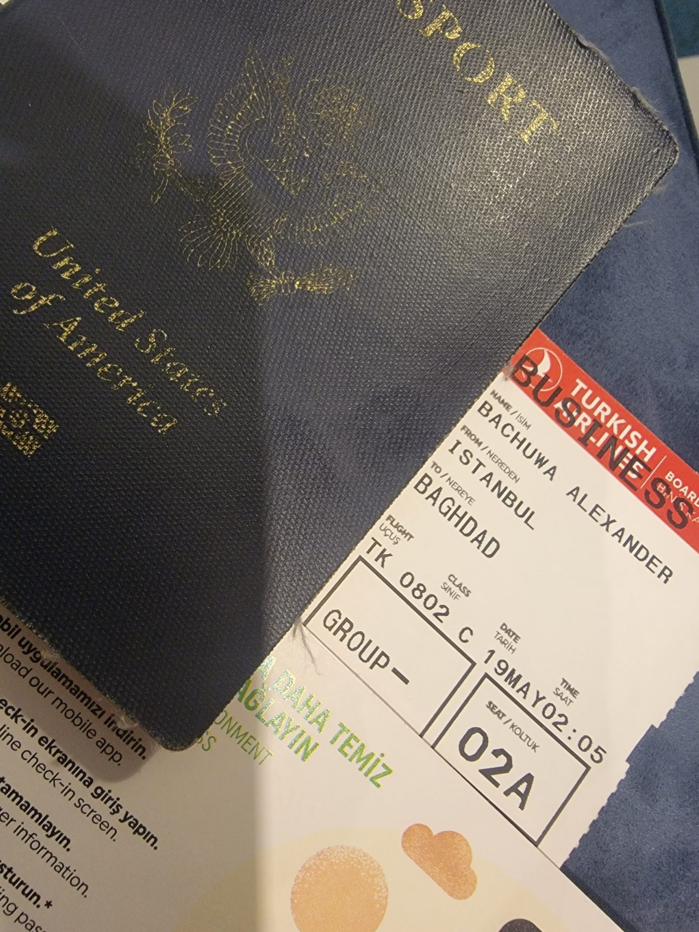 a passport and ticket on a piece of paper