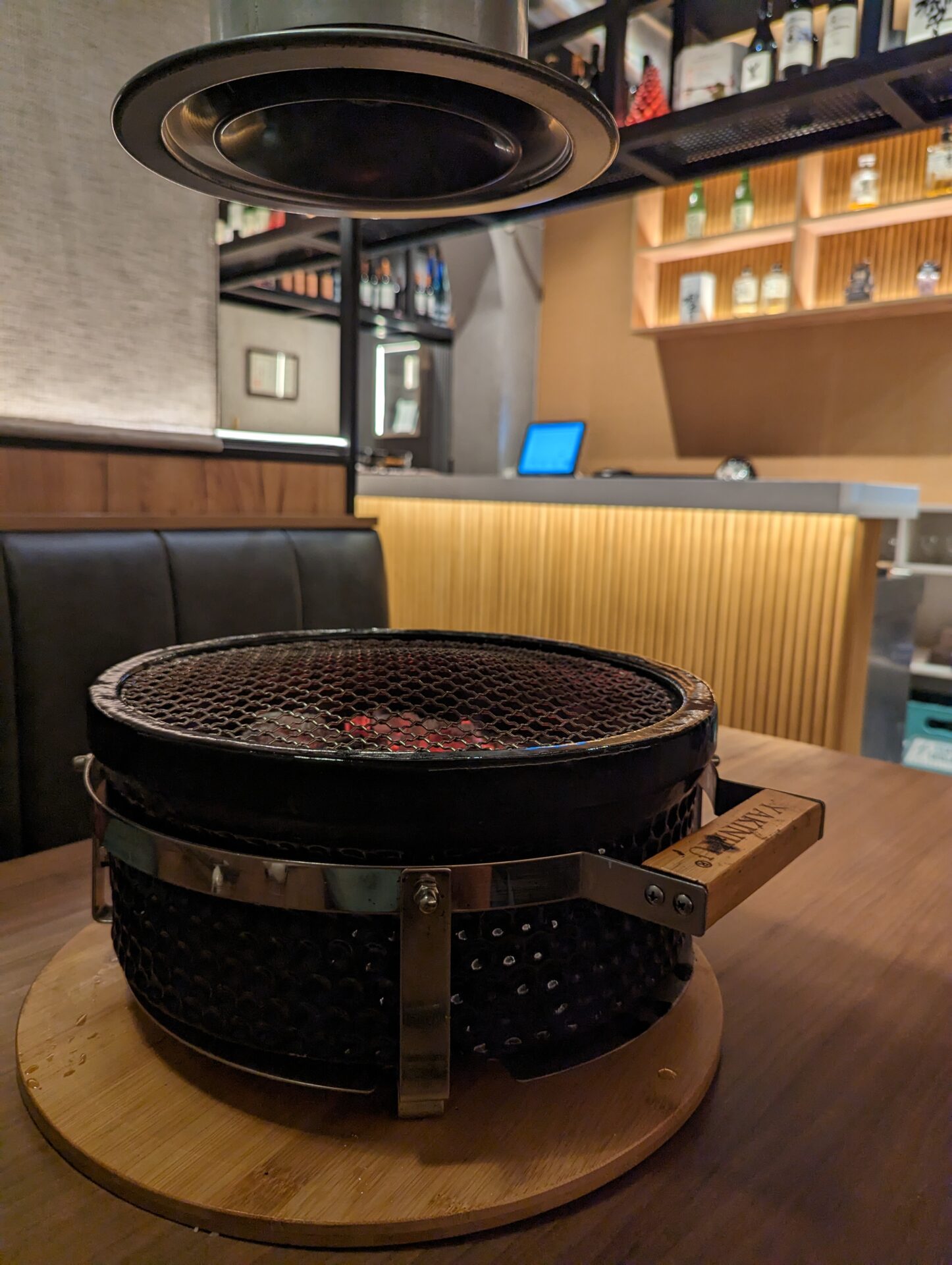 a round grill on a table