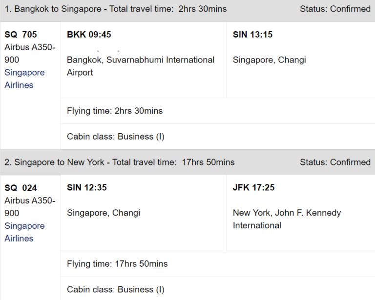 Bangkok Residency Booked! BKK-SIN-JFK SQ Return