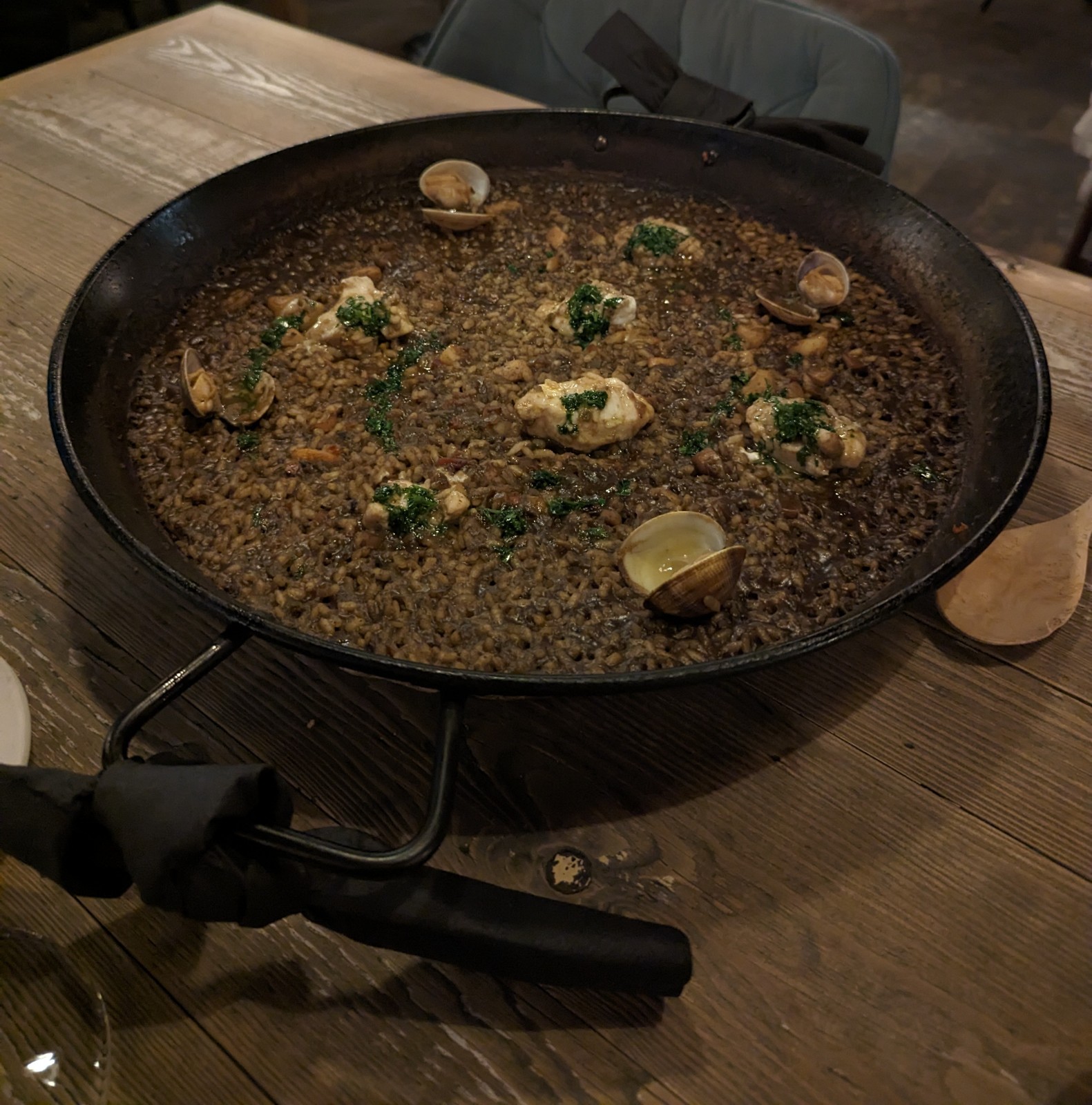 a pan of food on a table