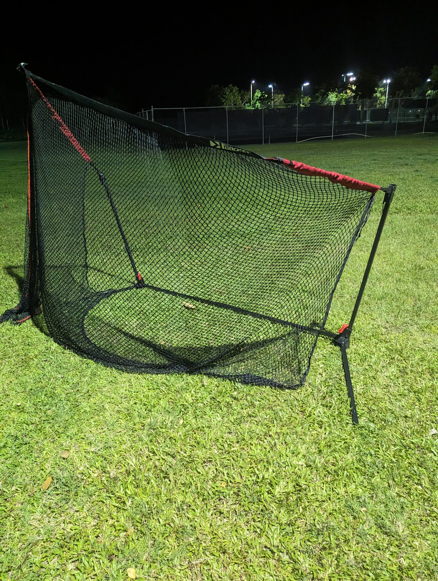a net on a grass field